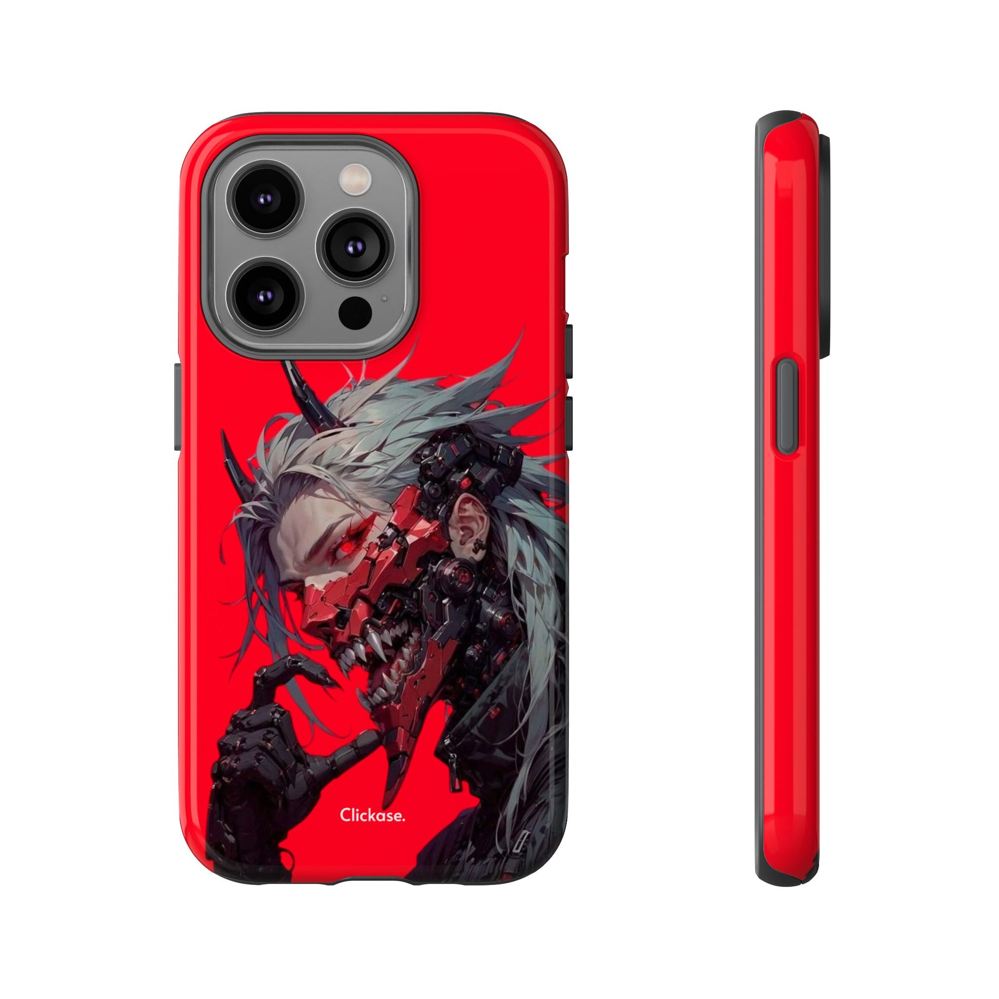 Demon Core Awakening – Futuristic Oni Cyborg Tough Phone Case by