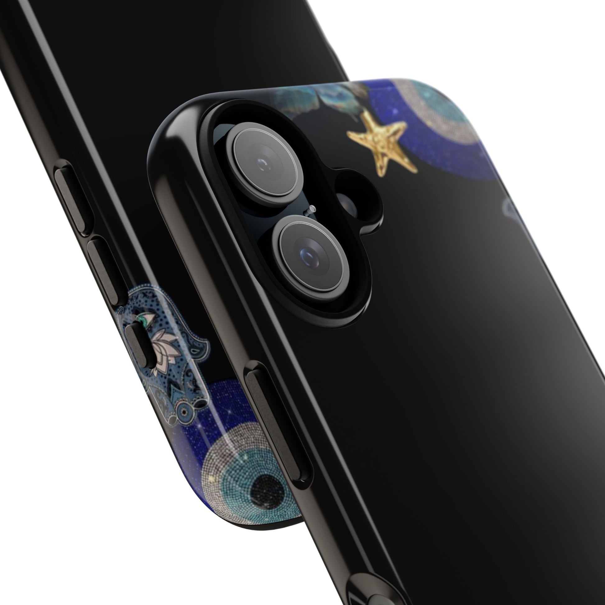 Evil Eye Protection – Blue Hamsa Charm Tough Phone Case by