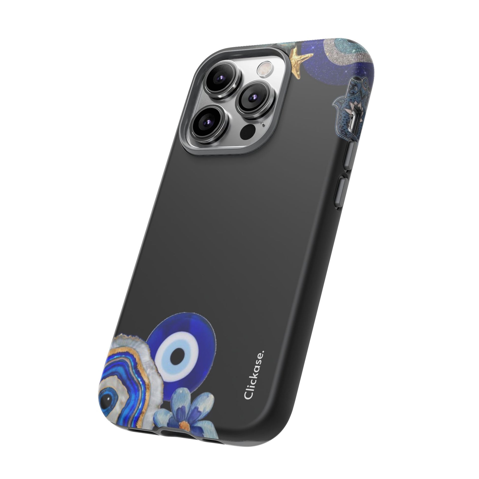 Evil Eye Protection – Blue Hamsa Charm Tough Phone Case by