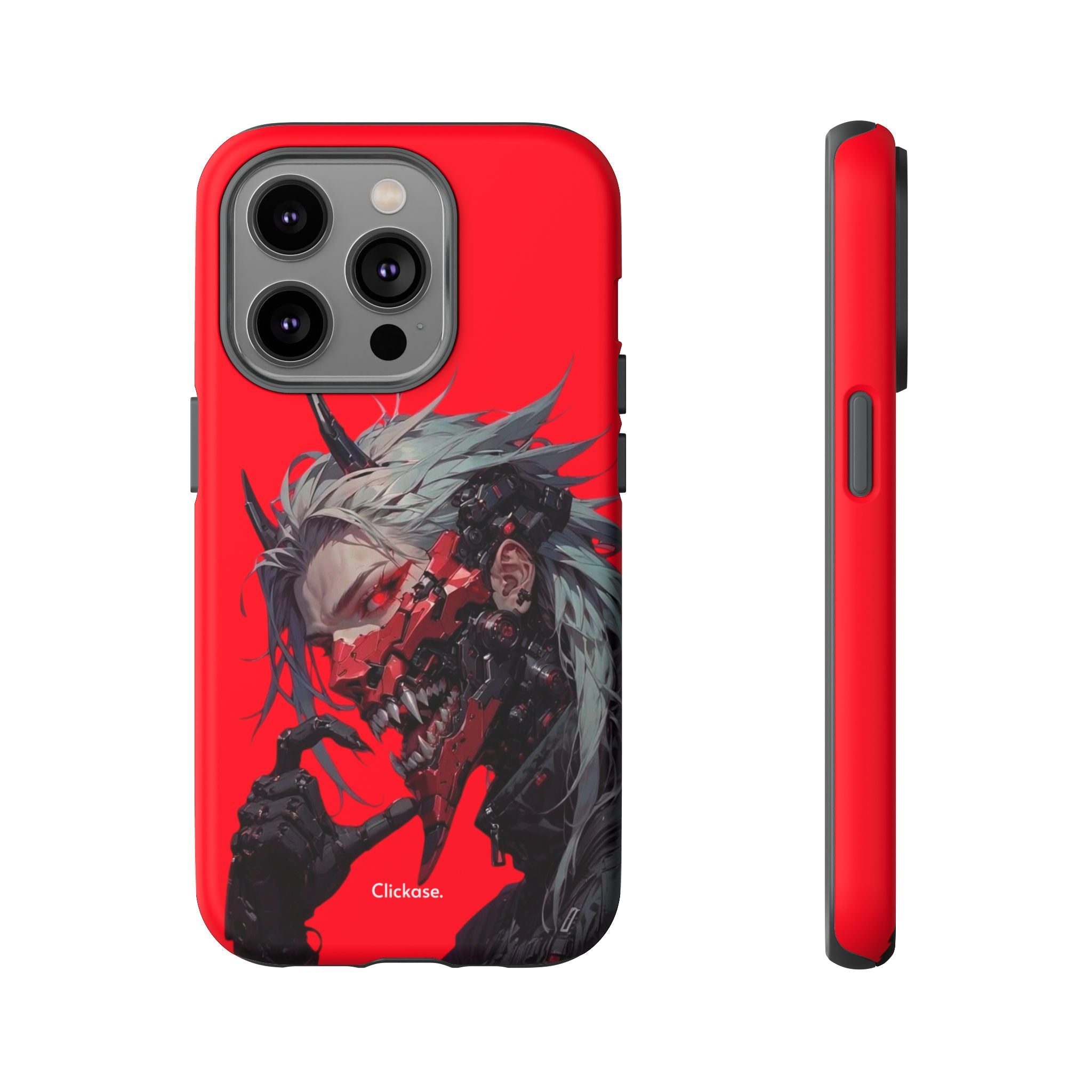 Demon Core Awakening – Futuristic Oni Cyborg Tough Phone Case by