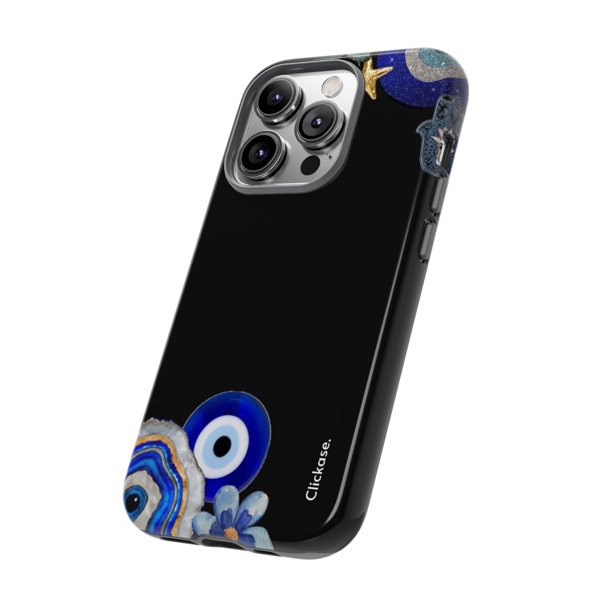 Evil Eye Protection – Blue Hamsa Charm Tough Phone Case by