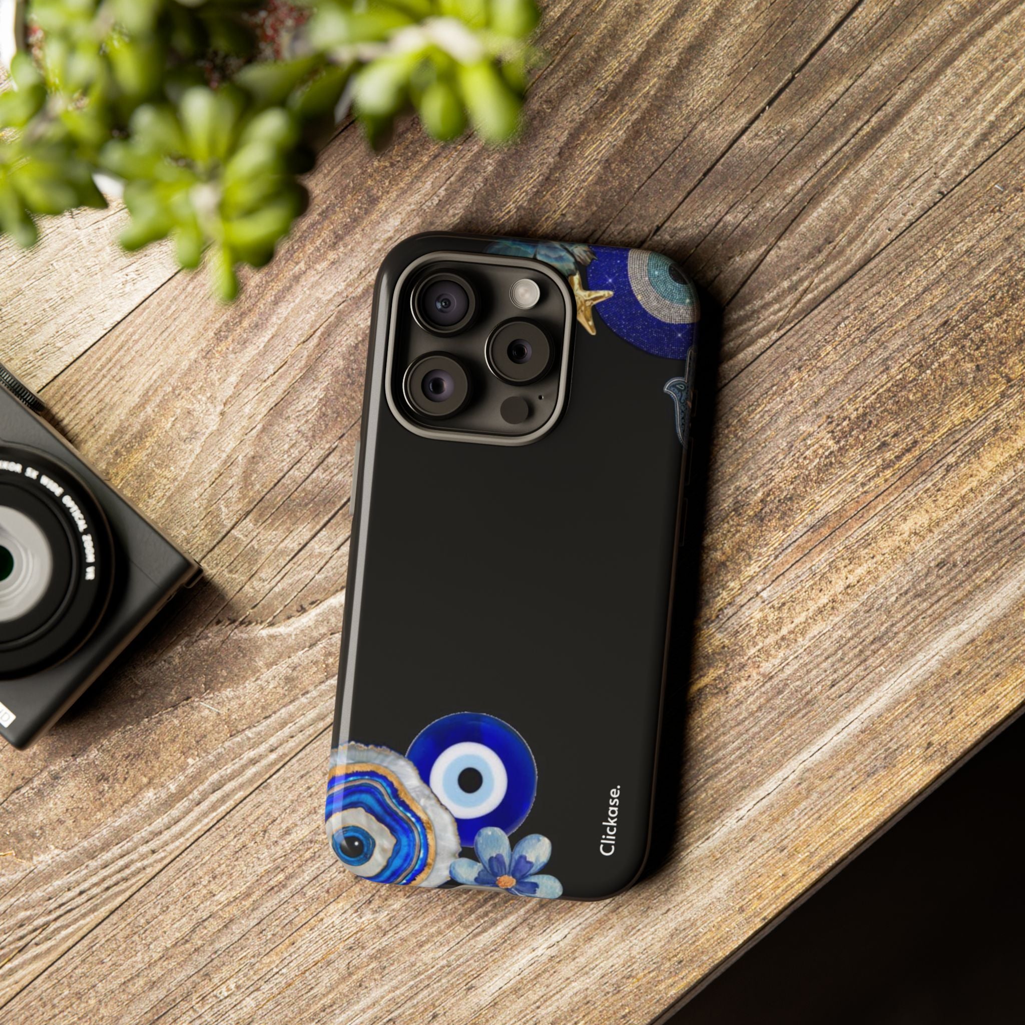 Evil Eye Protection – Blue Hamsa Charm Tough Phone Case by