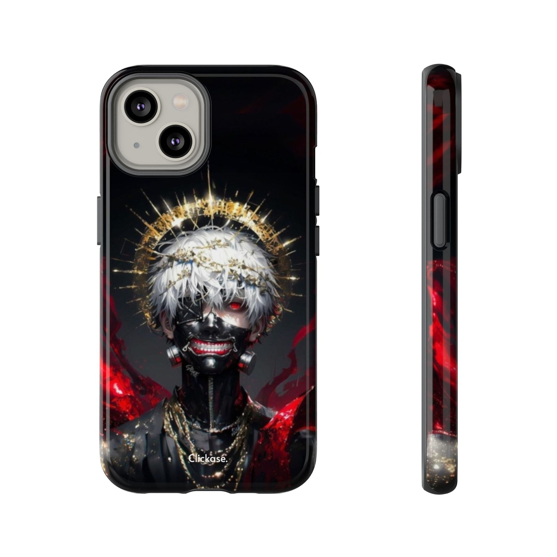 Ken Kaneki anime phone case with 3D wrap, durable shock-absorbing design, and vibrant UV-protected graphics