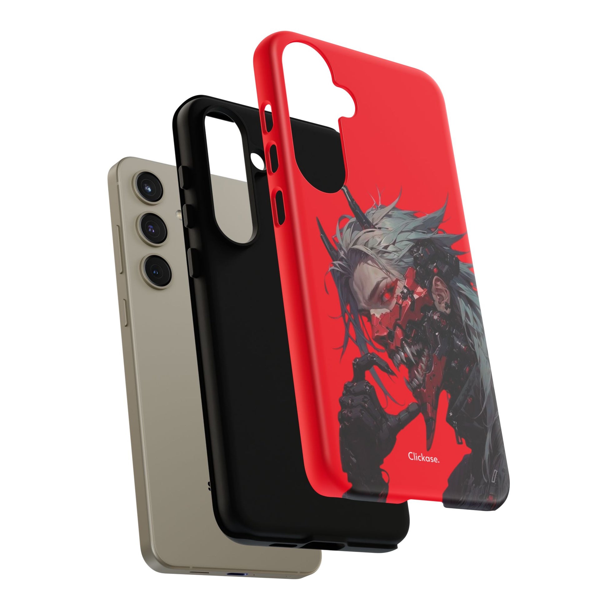 Demon Core Awakening – Futuristic Oni Cyborg Tough Phone Case by