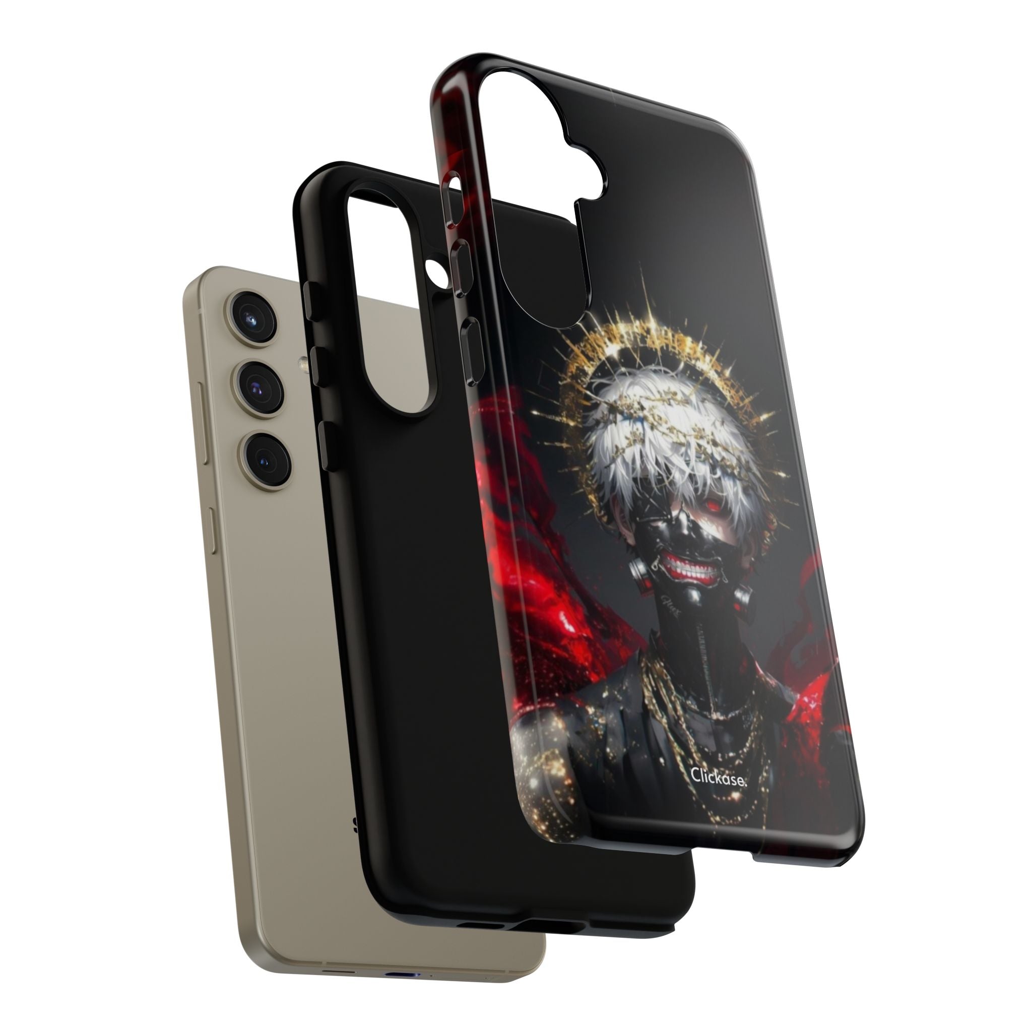 Ken Kaneki anime phone case with 3D wrap, shock-absorbing silicone, and durable drop protection