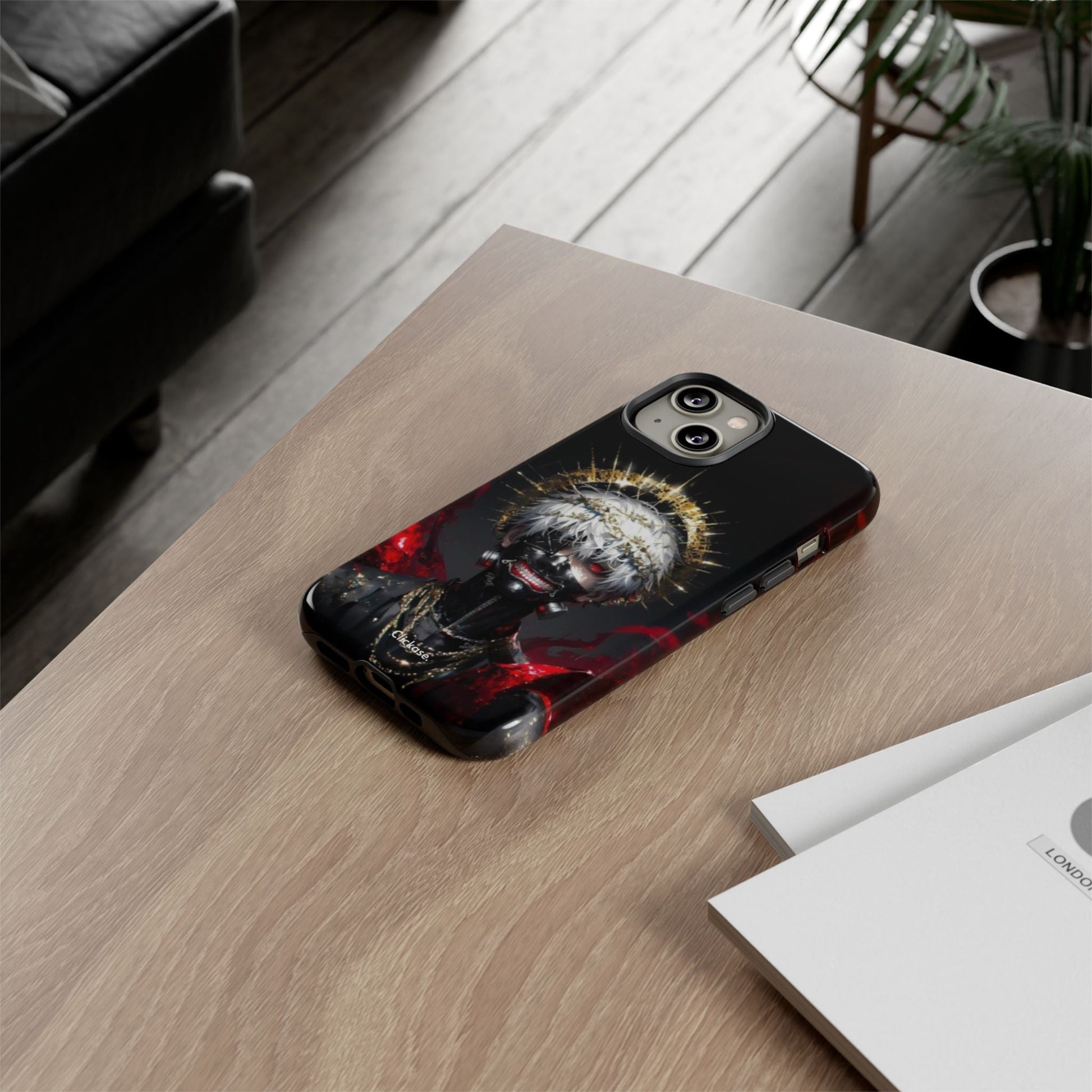 Ken Kaneki Anime phone case with 3D wrap, durable shock-absorbing design, and vibrant full-color graphics.