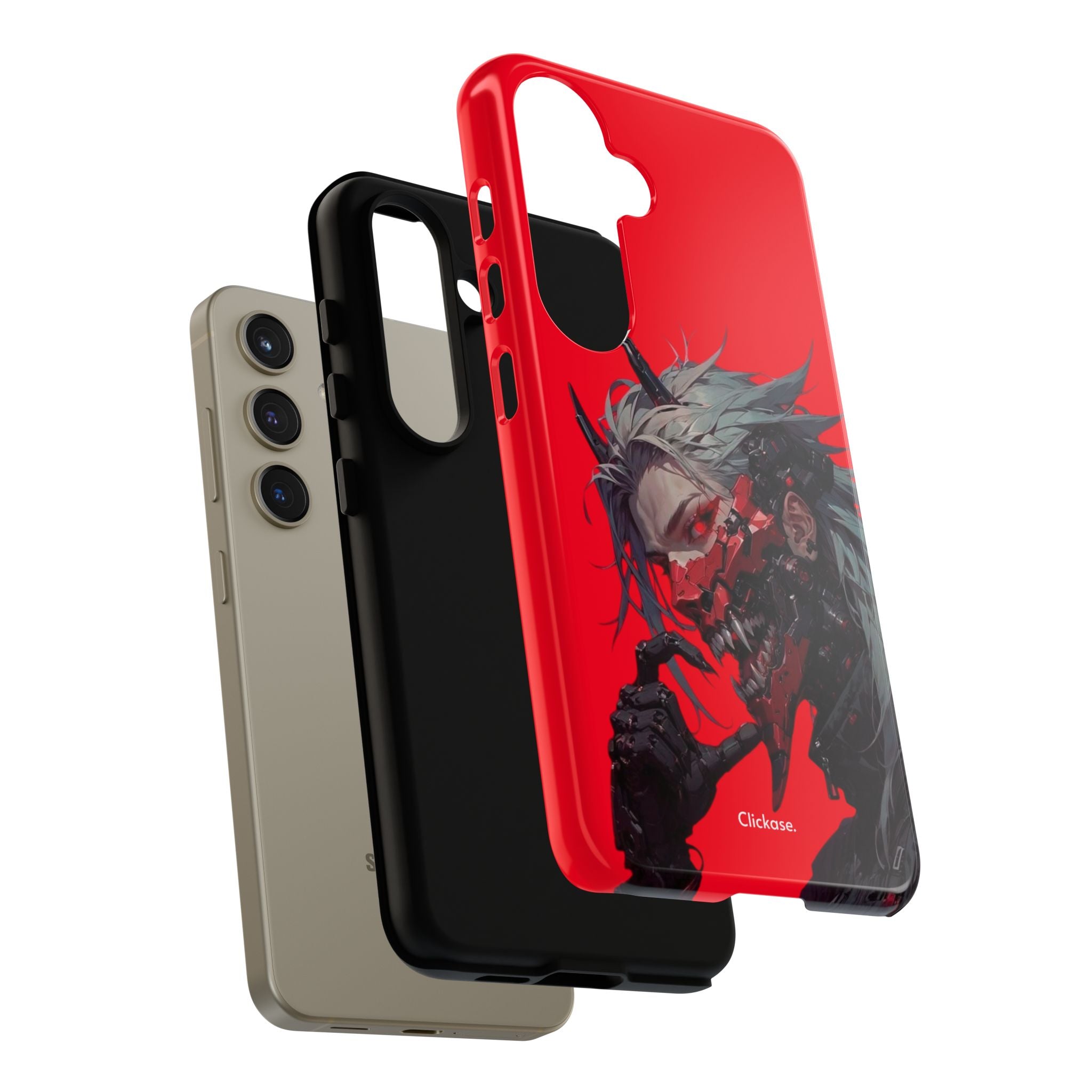 Demon Core Awakening – Futuristic Oni Cyborg Tough Phone Case by