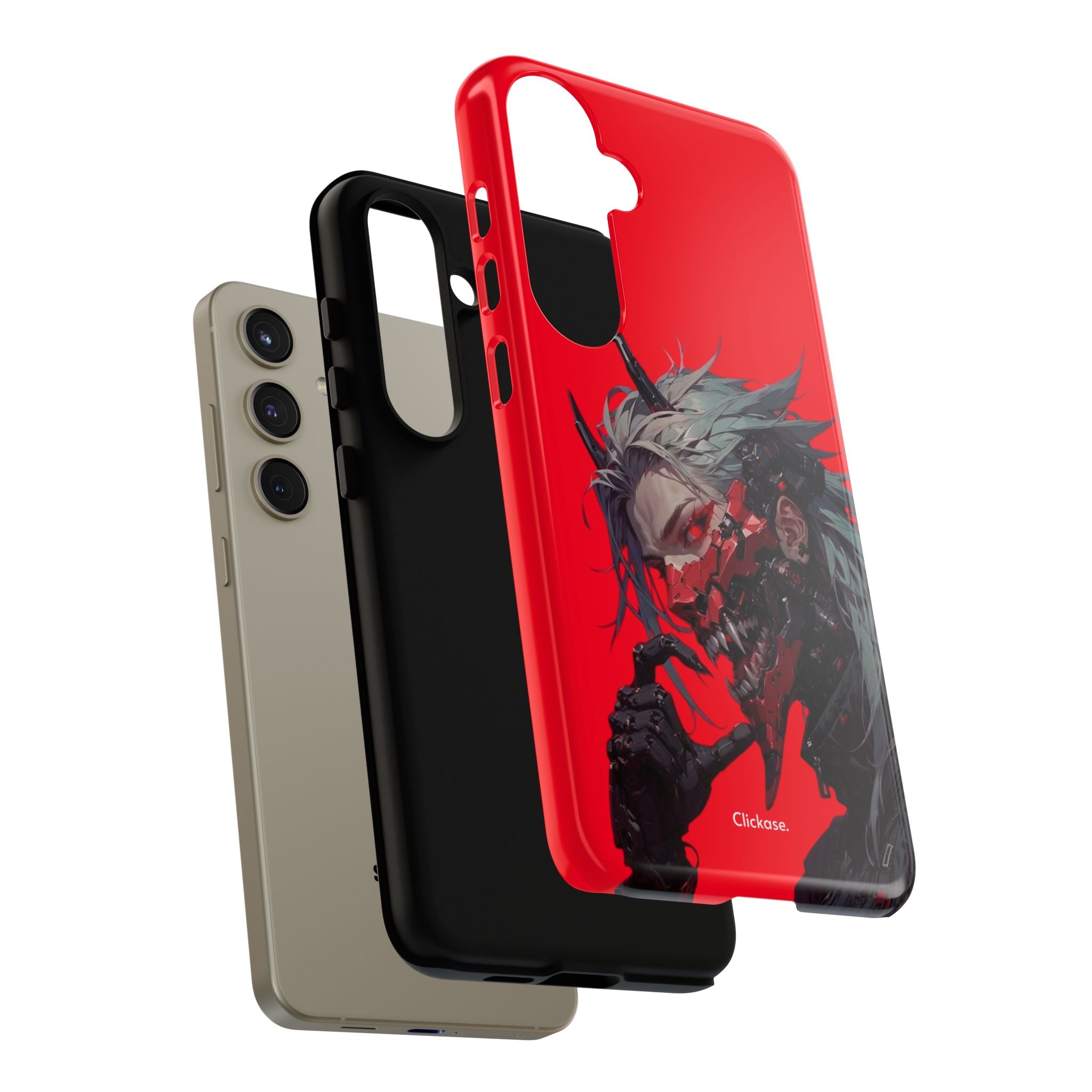 Demon Core Awakening – Futuristic Oni Cyborg Tough Phone Case by