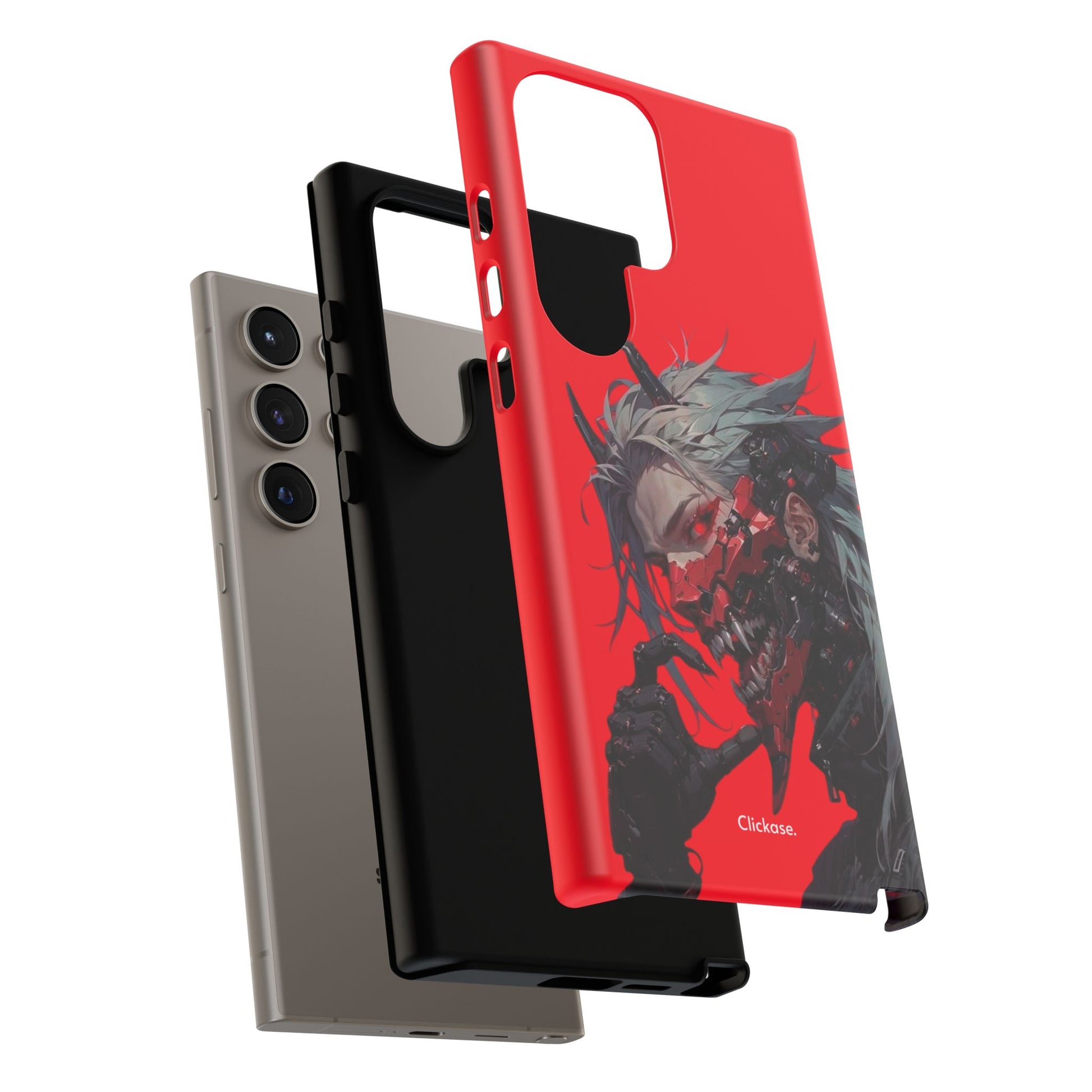 Demon Core Awakening – Futuristic Oni Cyborg Tough Phone Case by