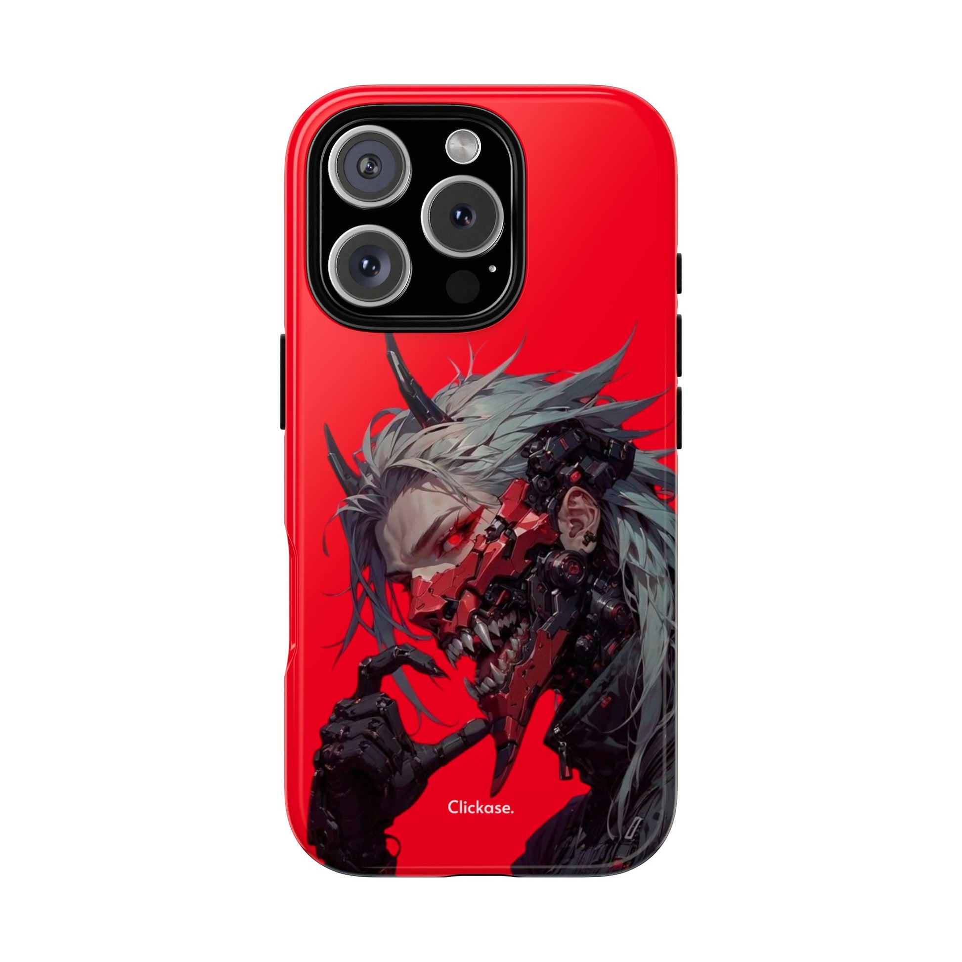 Demon Core Awakening – Futuristic Oni Cyborg Tough Phone Case by