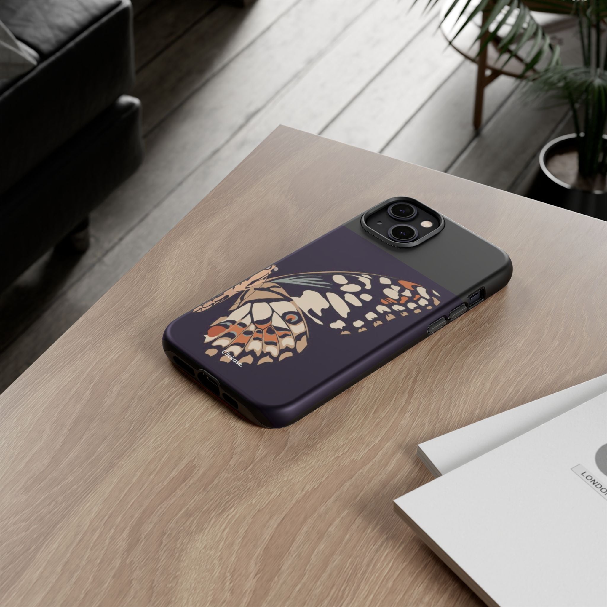 Butterfly Black Tough Phone Case by