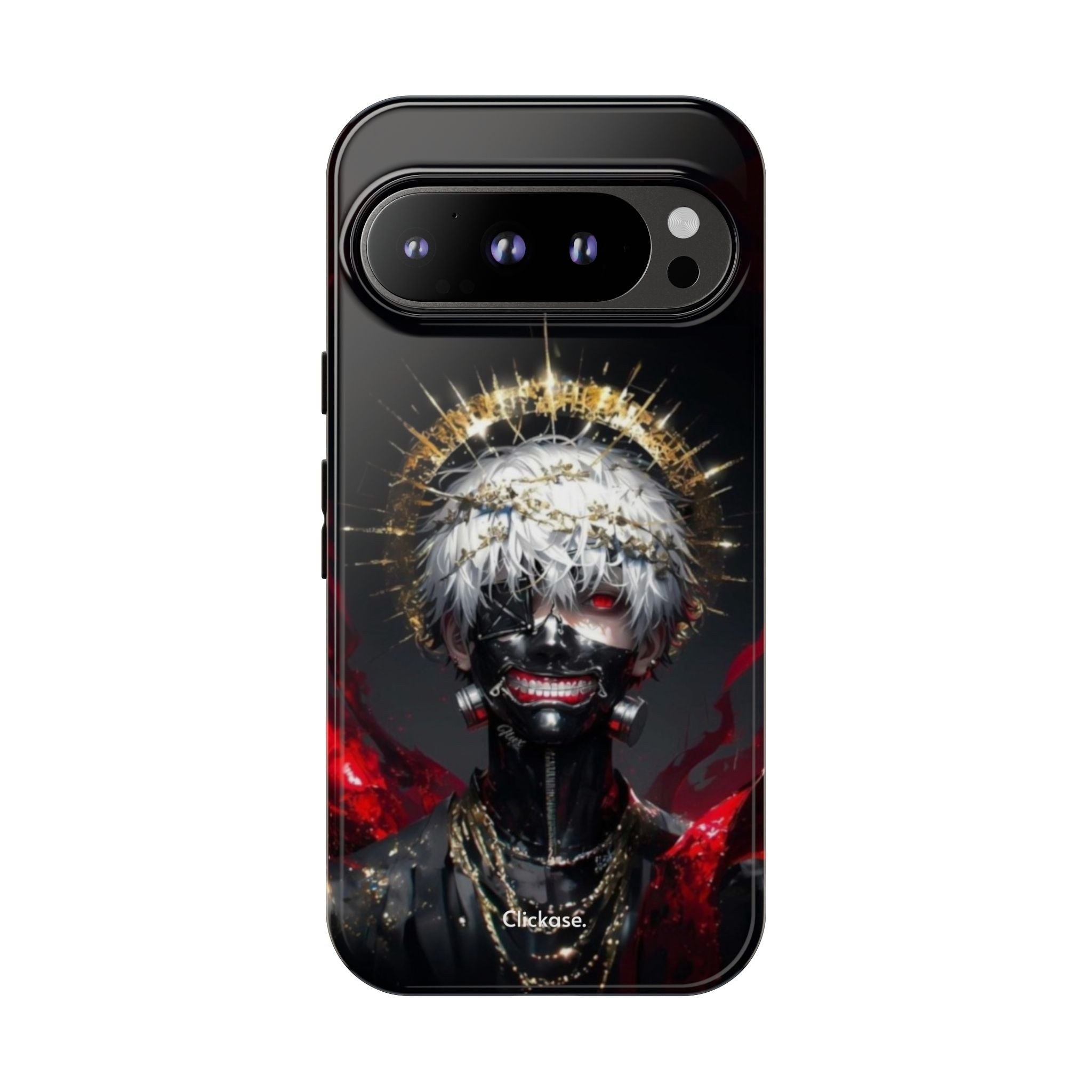 Ken Kaneki anime character phone case with 3D wrap and shock-absorbing silicone liner