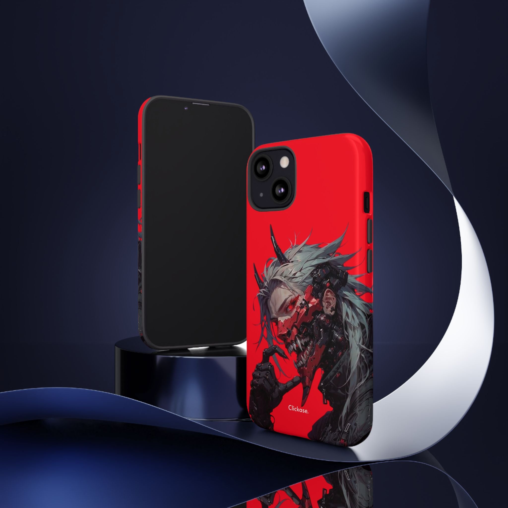 Demon Core Awakening – Futuristic Oni Cyborg Tough Phone Case by