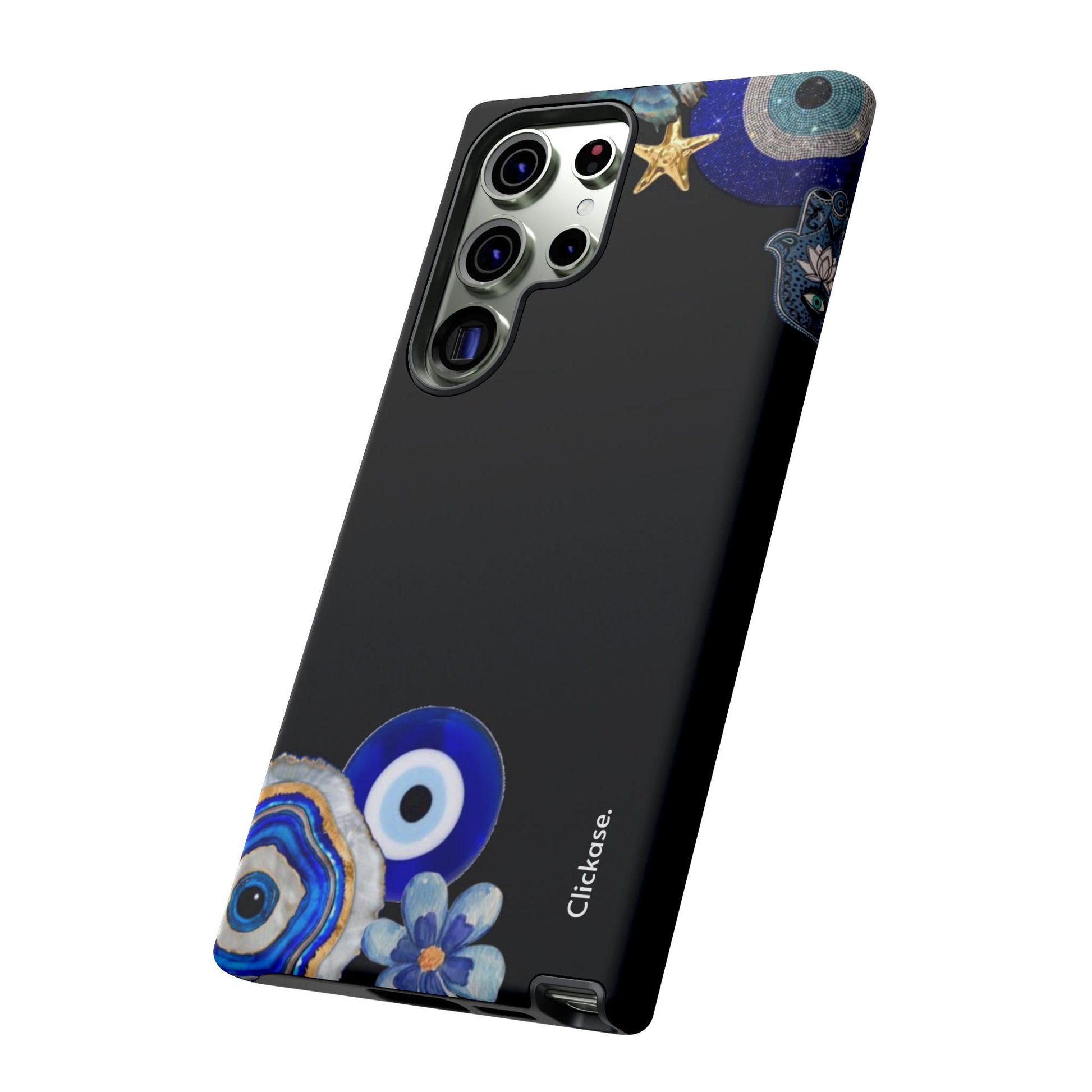 Evil Eye Protection – Blue Hamsa Charm Tough Phone Case by
