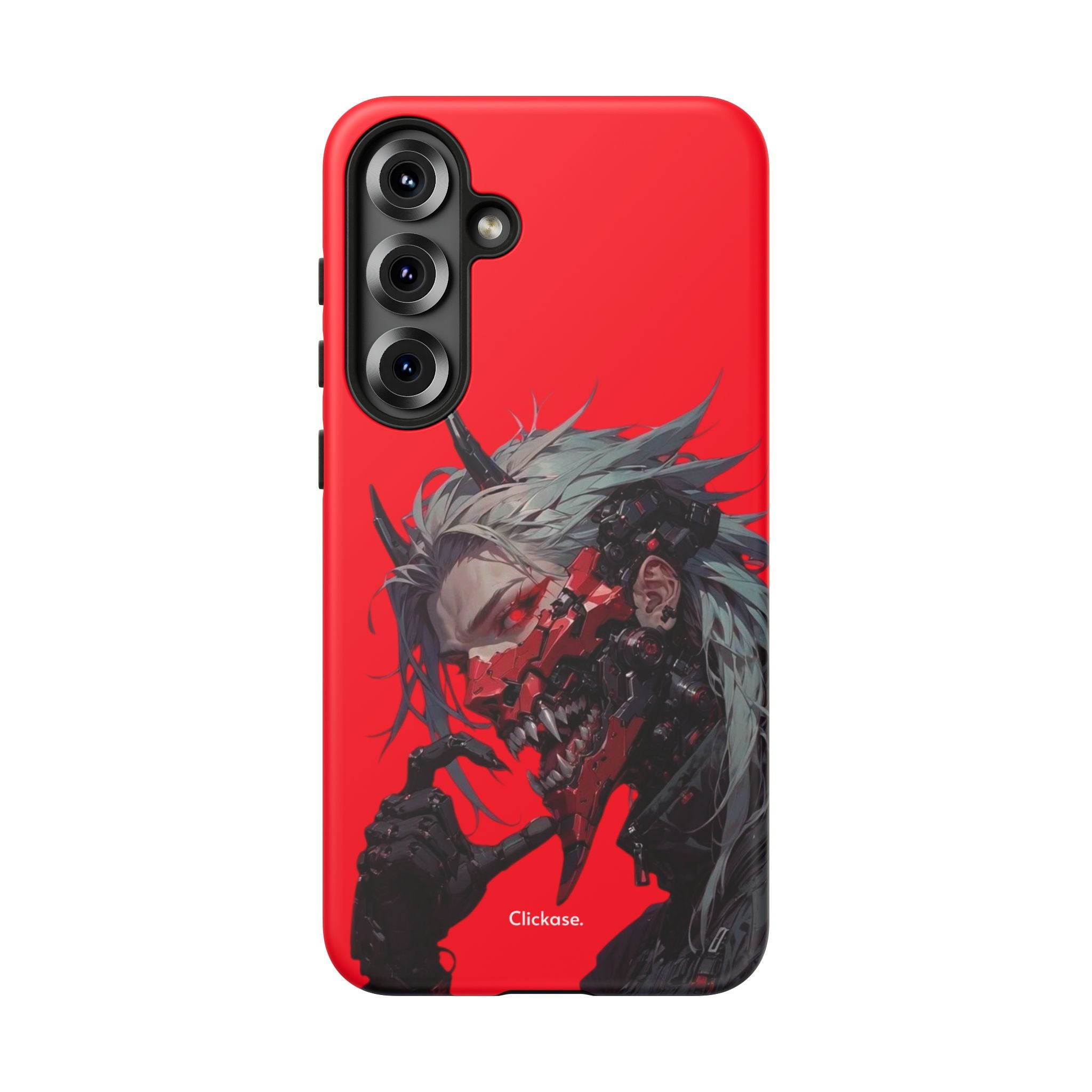 Demon Core Awakening – Futuristic Oni Cyborg Tough Phone Case by