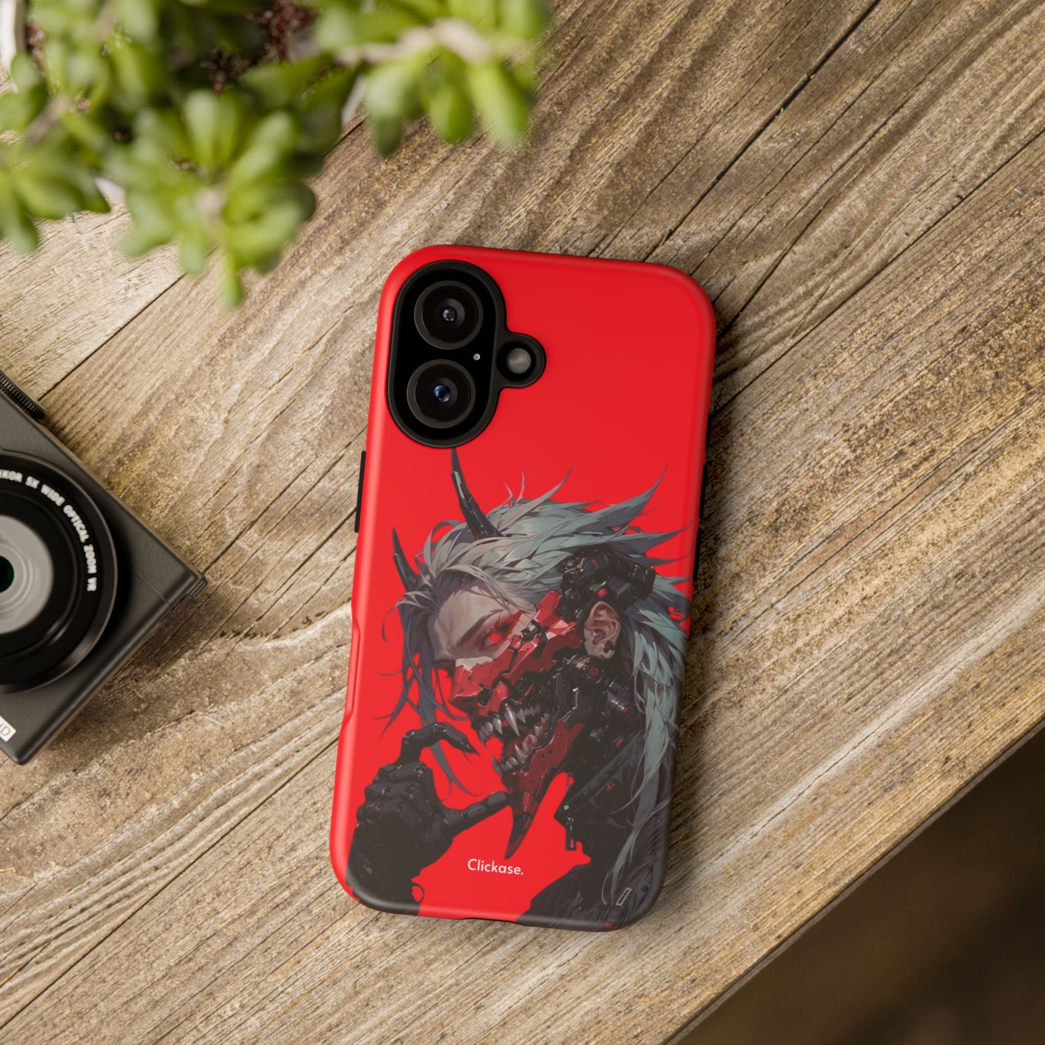 Demon Core Awakening – Futuristic Oni Cyborg Tough Phone Case by