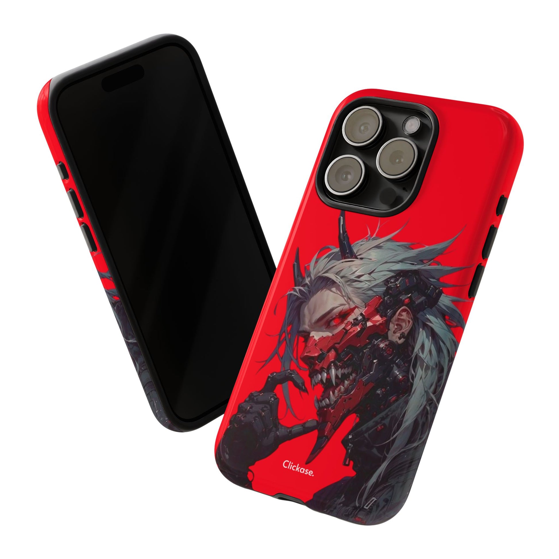 Demon Core Awakening – Futuristic Oni Cyborg Tough Phone Case by
