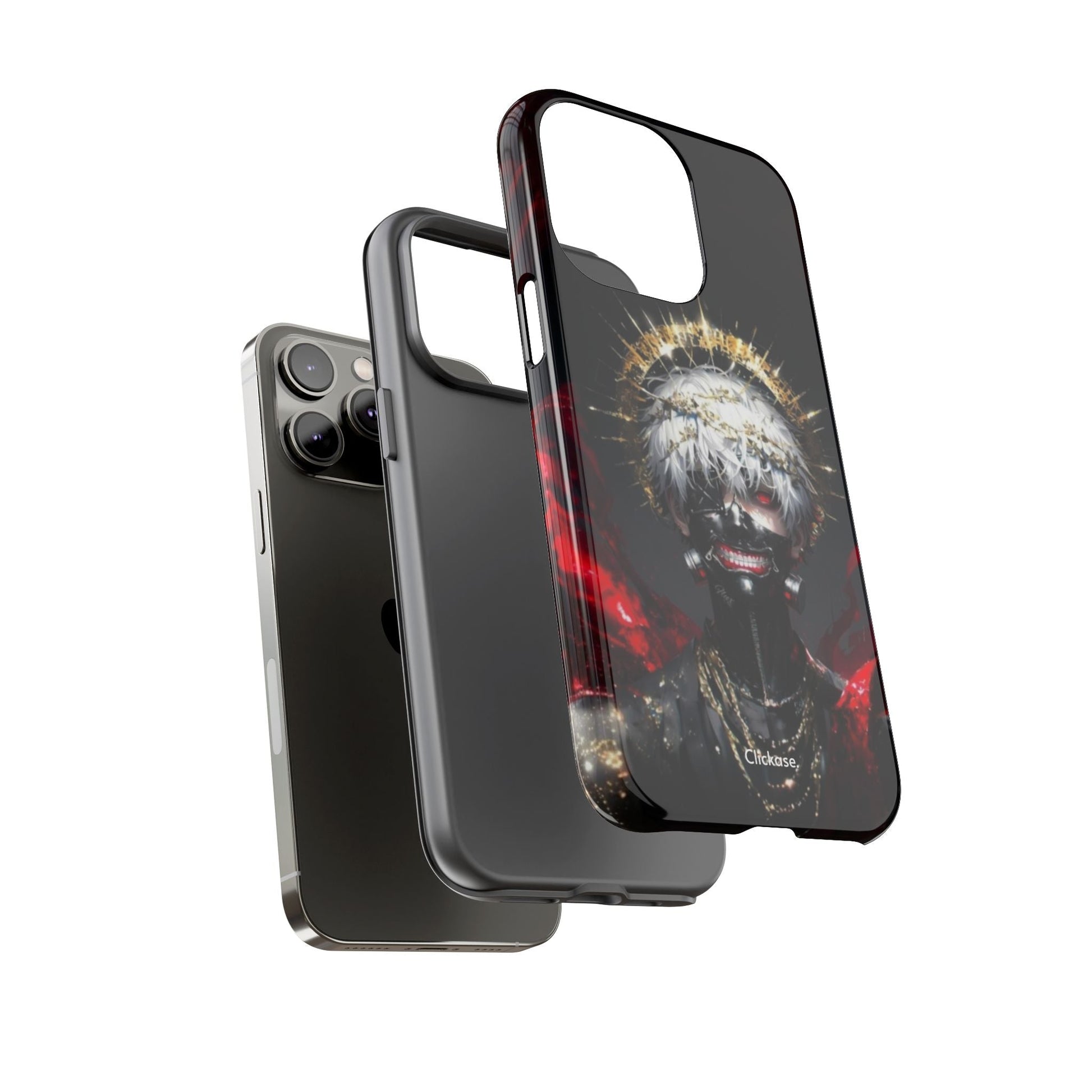 Ken Kaneki anime themed durable phone case with 3D wrap and shock-absorbing silicone liner