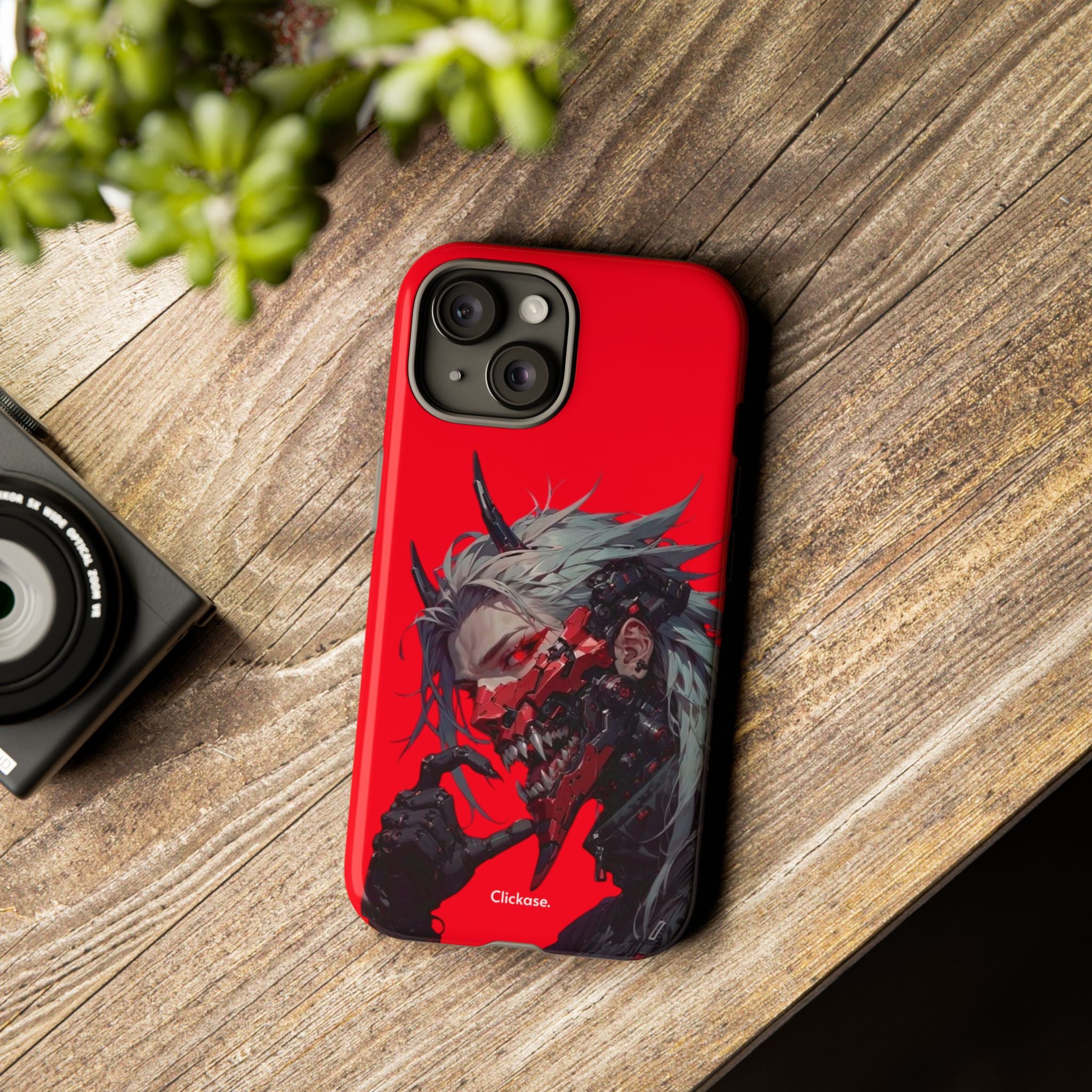 Demon Core Awakening – Futuristic Oni Cyborg Tough Phone Case by