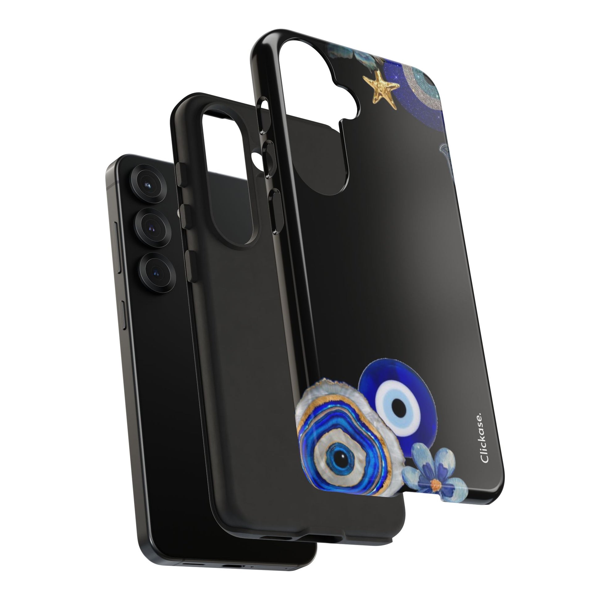 Evil Eye Protection – Blue Hamsa Charm Tough Phone Case by