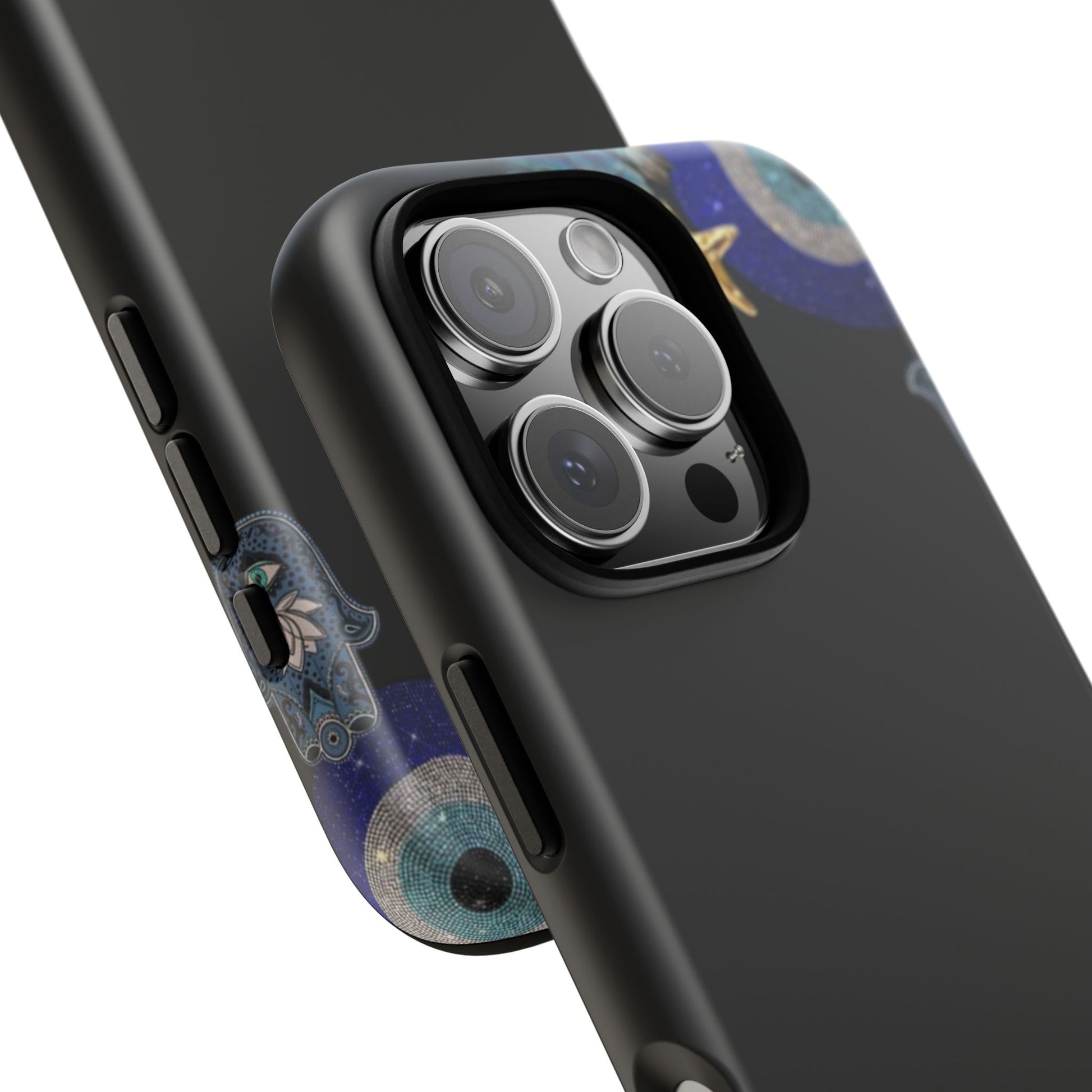 Evil Eye Protection – Blue Hamsa Charm Tough Phone Case by