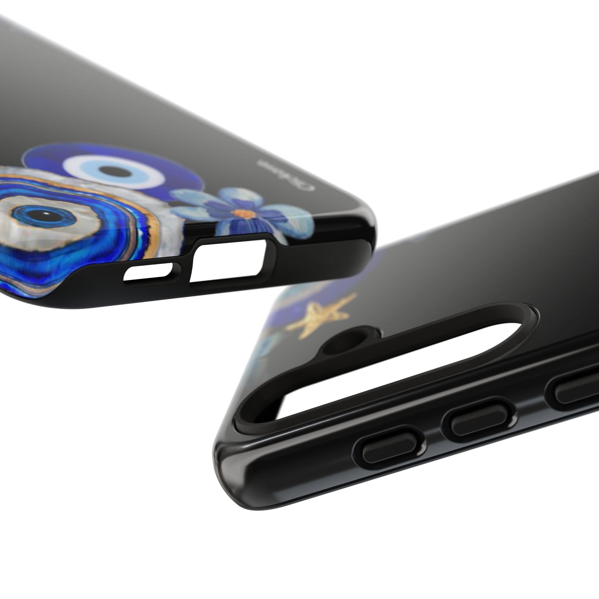 Evil Eye Protection – Blue Hamsa Charm Tough Phone Case by