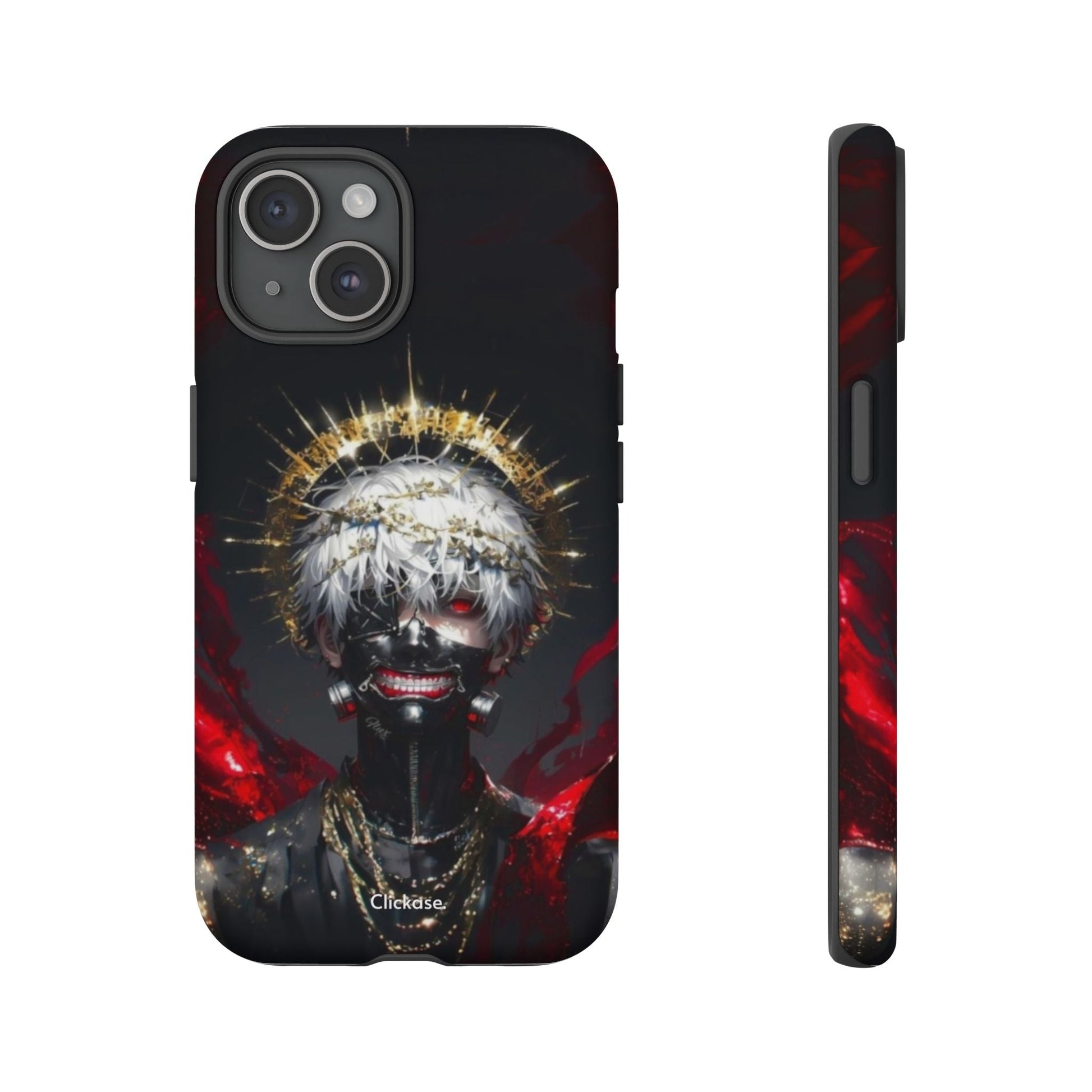 Ken Kaneki anime phone case with 3D wrap and shock-absorbing silicone liner