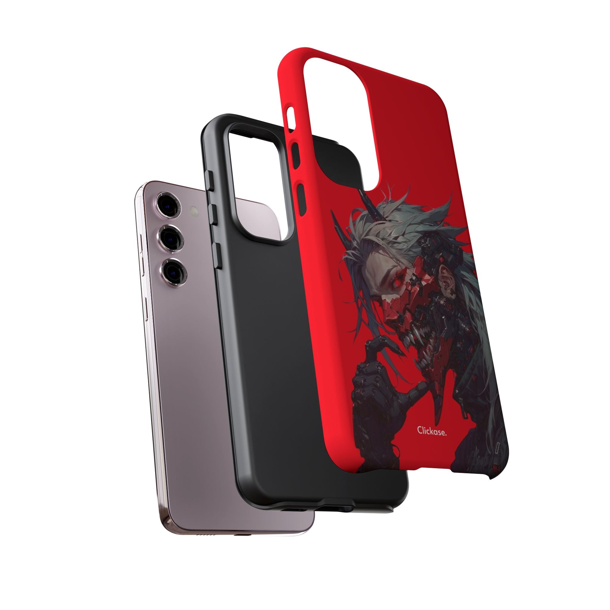Demon Core Awakening – Futuristic Oni Cyborg Tough Phone Case by