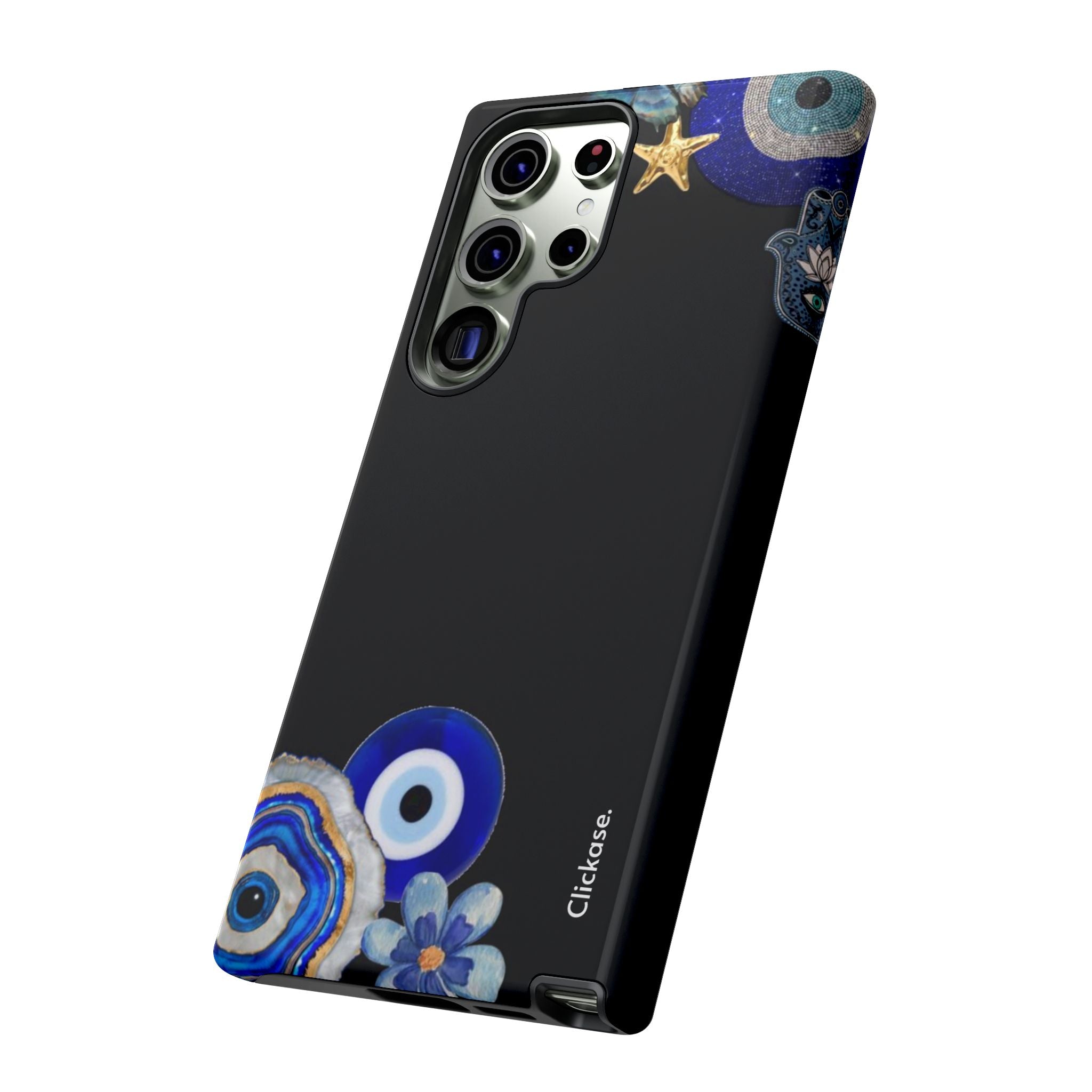 Evil Eye Protection – Blue Hamsa Charm Tough Phone Case by
