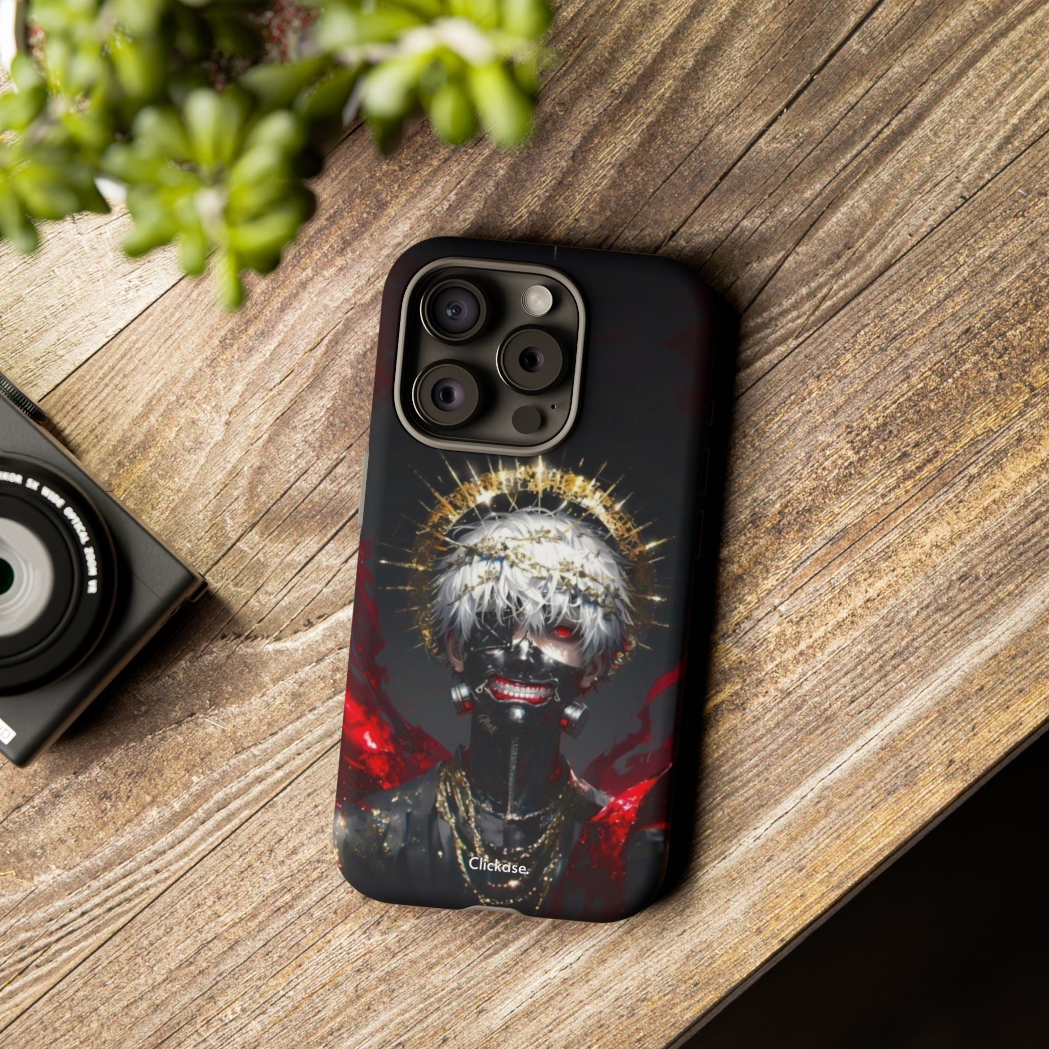 Ken Kaneki anime phone case with 3D wrap, durable shock-absorbing silicone, and UV protection