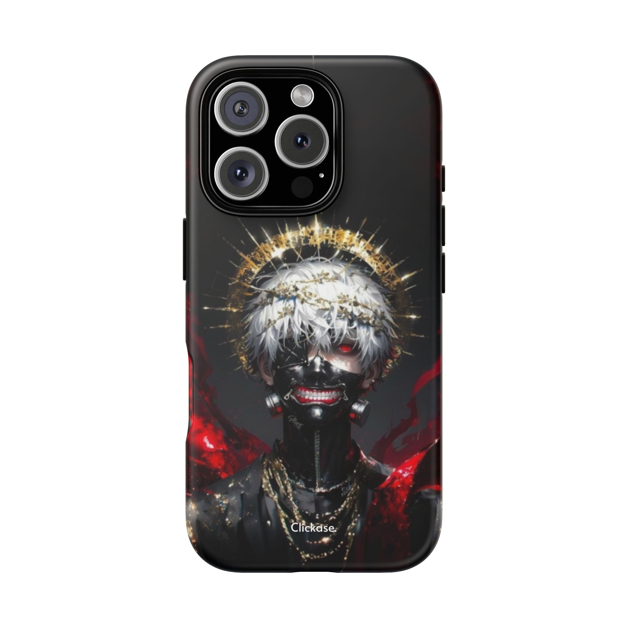 Ken Kaneki anime phone case with 3D wrap, durable shock-absorbing design, and vibrant full-color graphics