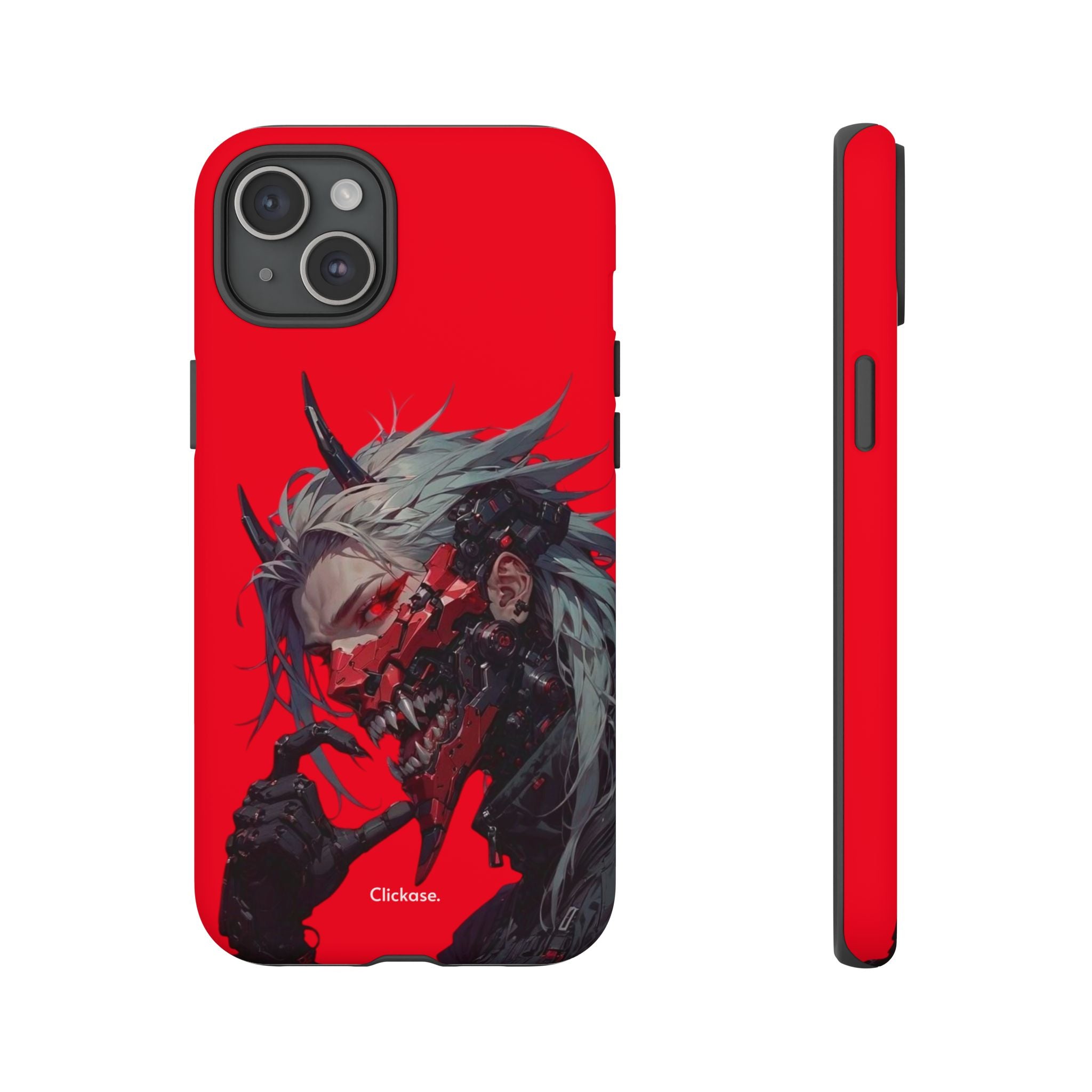 Demon Core Awakening – Futuristic Oni Cyborg Tough Phone Case by