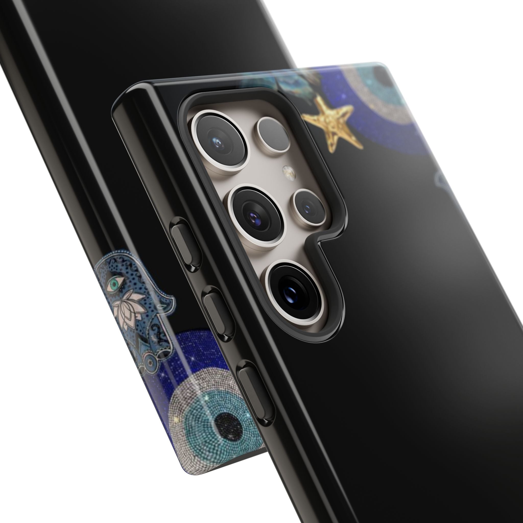 Evil Eye Protection – Blue Hamsa Charm Tough Phone Case by