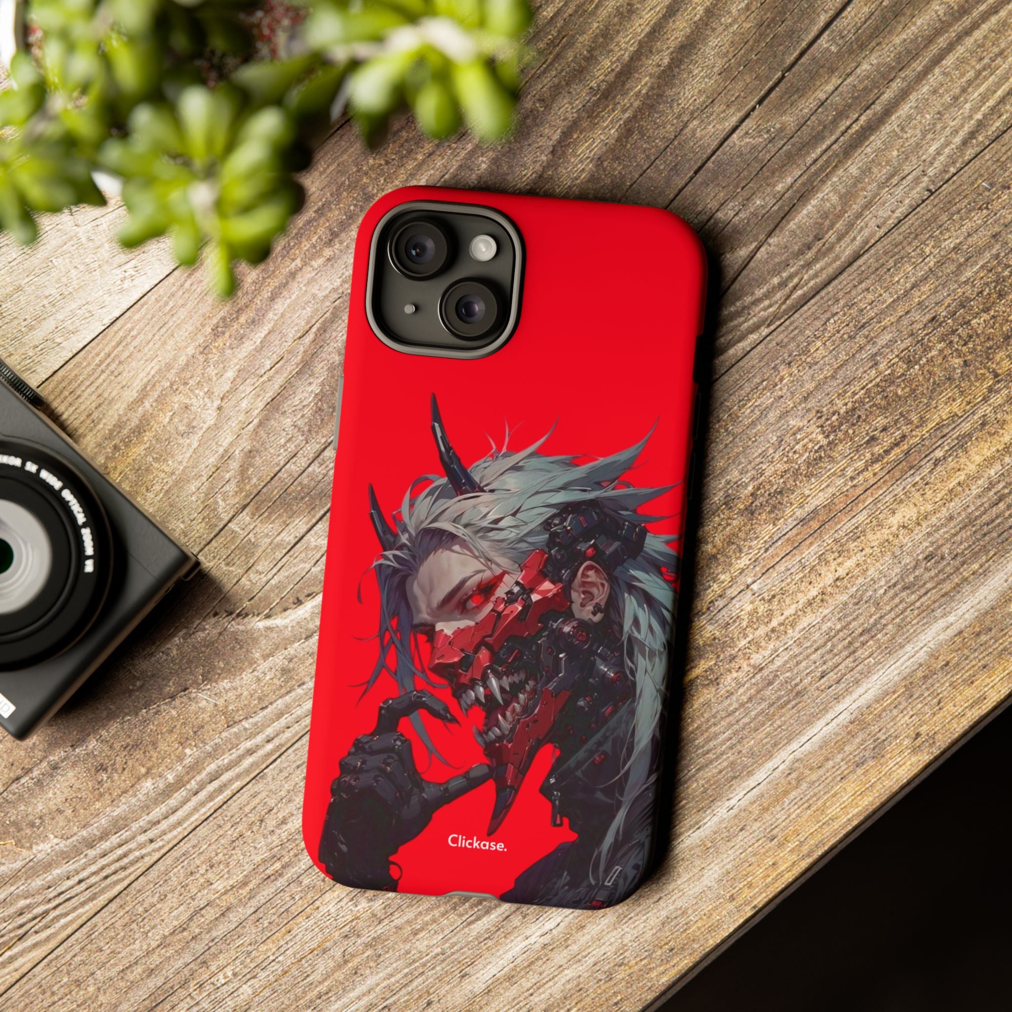 Demon Core Awakening – Futuristic Oni Cyborg Tough Phone Case by