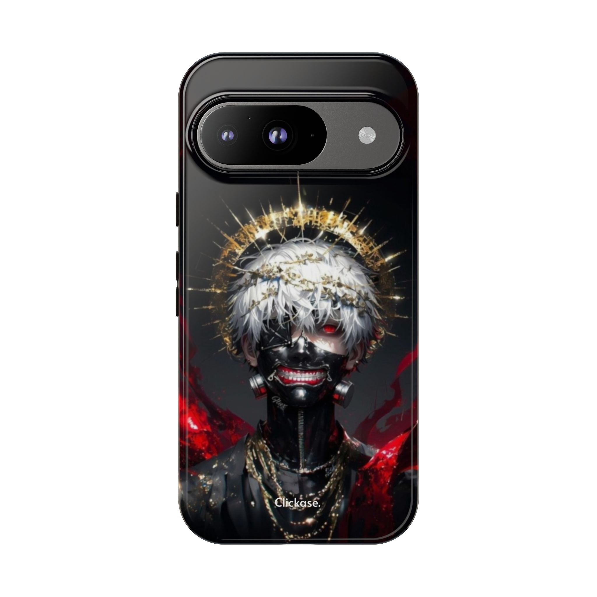 Ken Kaneki anime phone case with 3D wrap, durable shock-absorbing design, and vibrant full-color graphics
