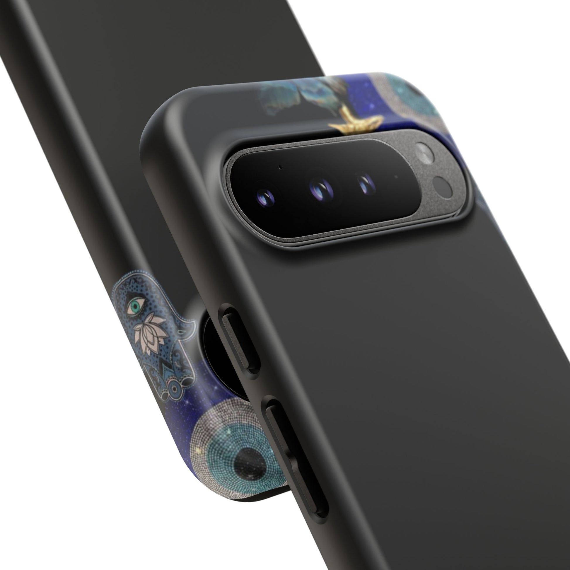 Evil Eye Protection – Blue Hamsa Charm Tough Phone Case by