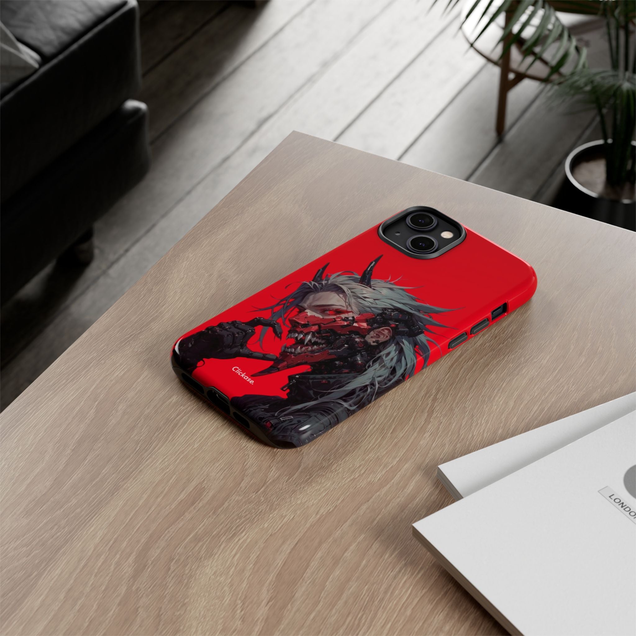 Demon Core Awakening – Futuristic Oni Cyborg Tough Phone Case by