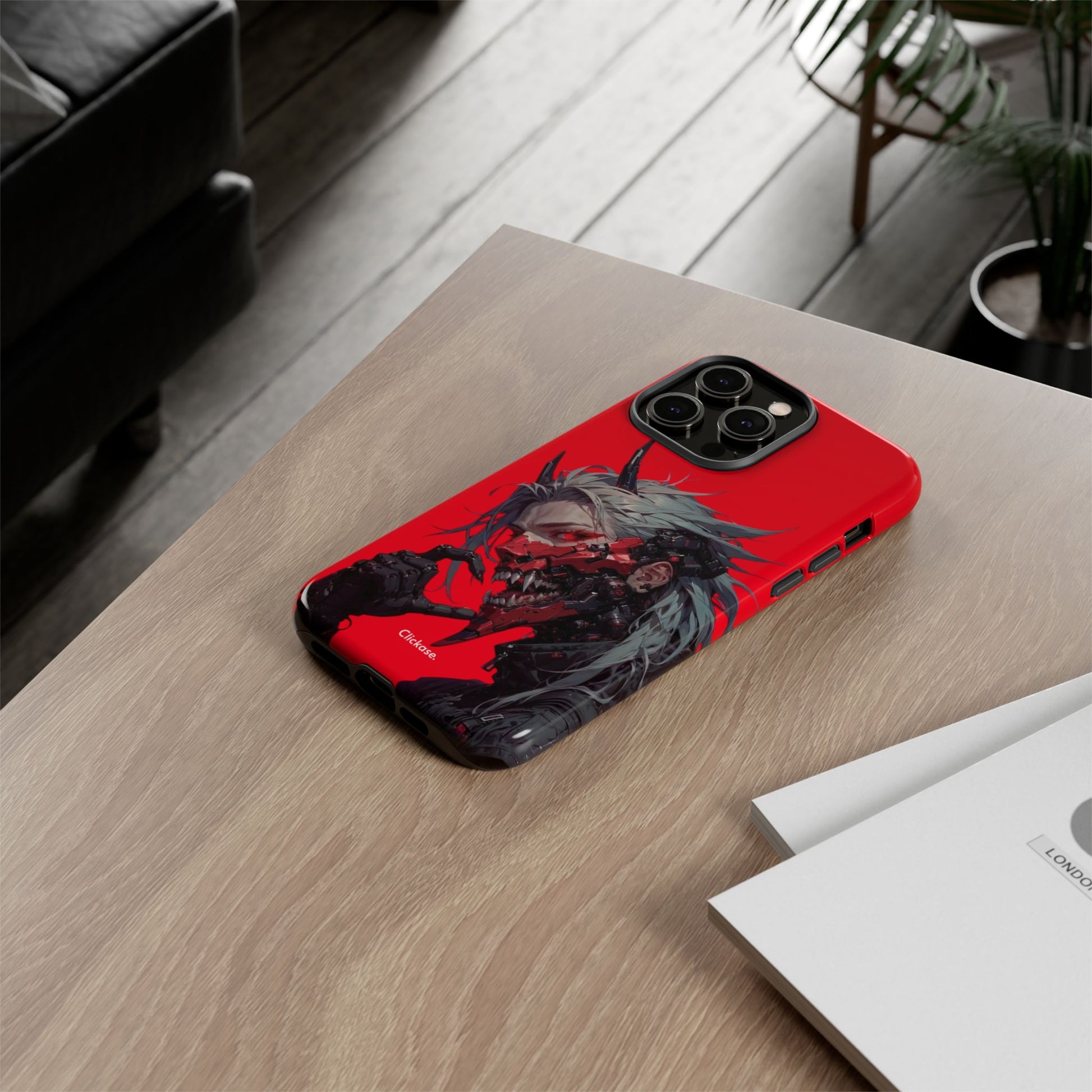 Demon Core Awakening – Futuristic Oni Cyborg Tough Phone Case by