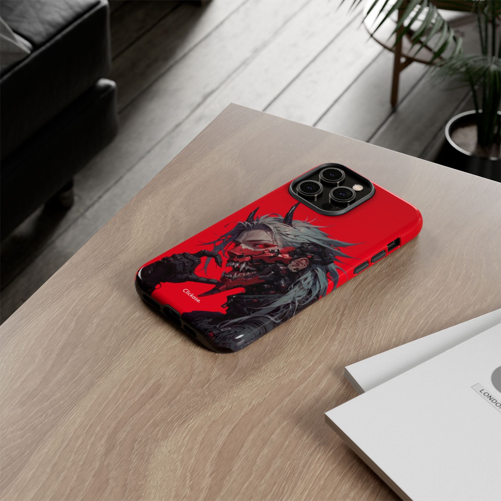 Demon Core Awakening – Futuristic Oni Cyborg Tough Phone Case by