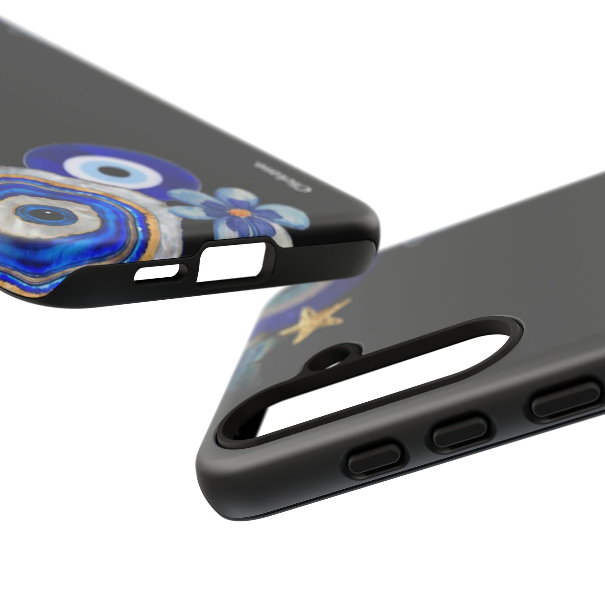 Evil Eye Protection – Blue Hamsa Charm Tough Phone Case by