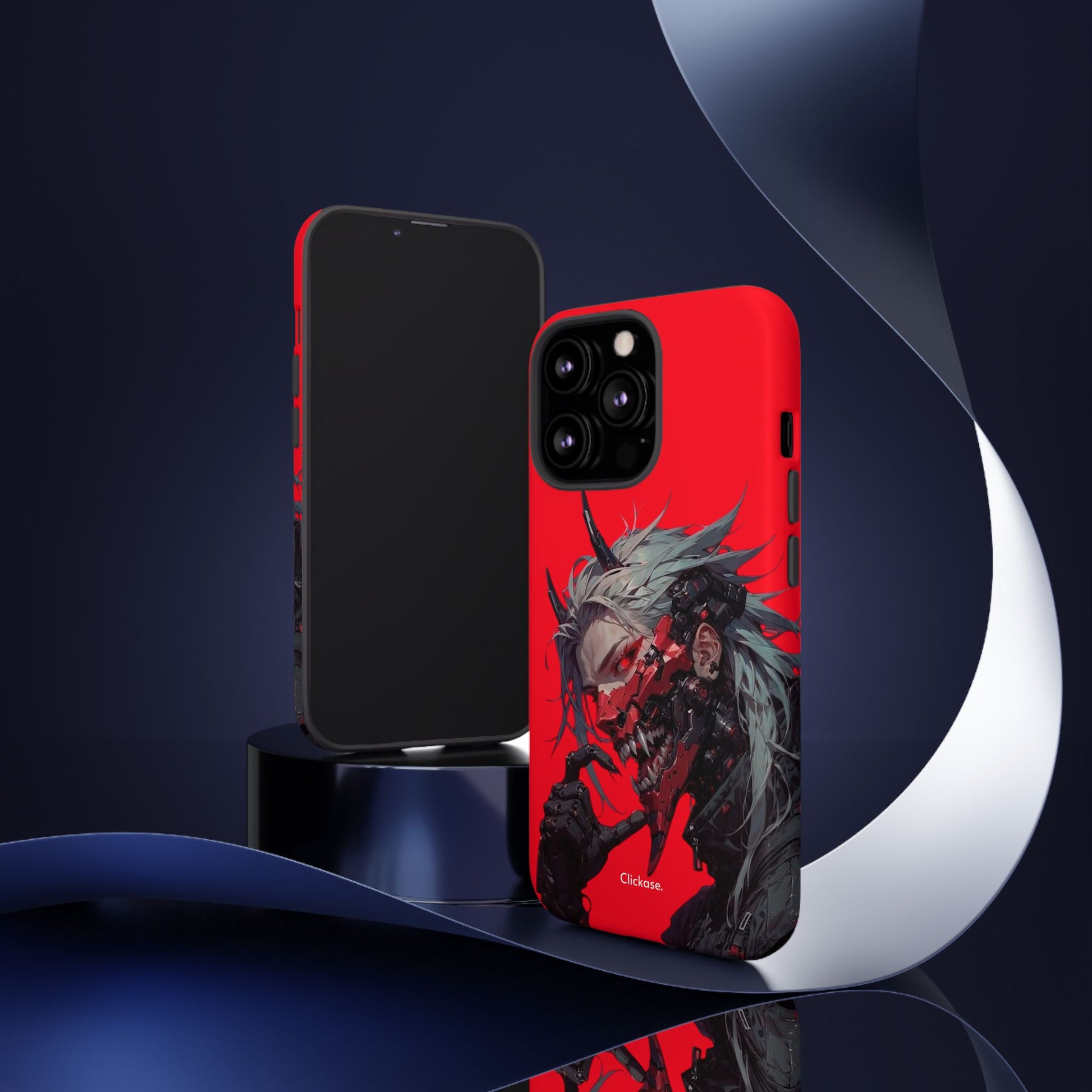 Demon Core Awakening – Futuristic Oni Cyborg Tough Phone Case by