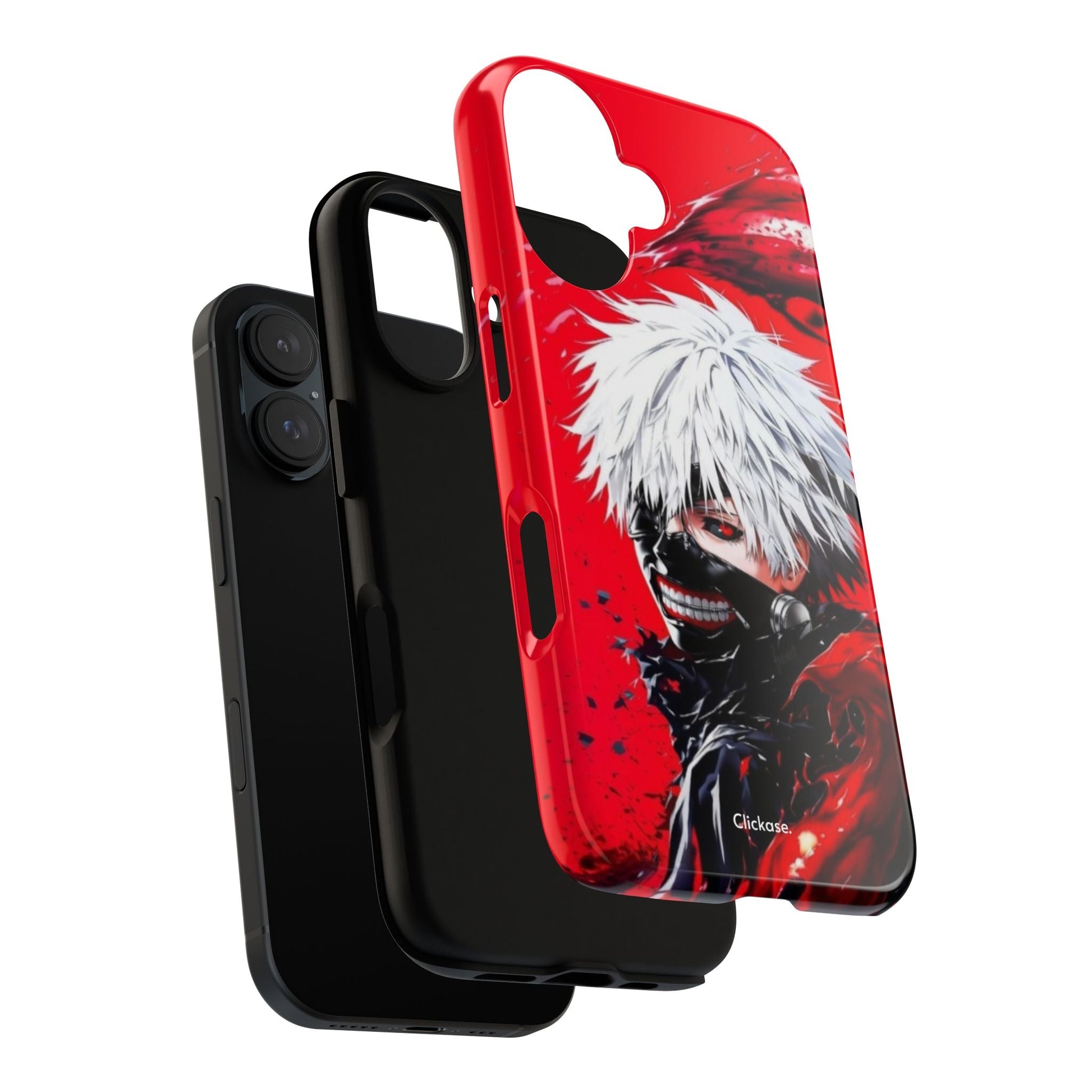 Ken Kaneki anime tough phone case with vibrant red and black design and durable shock-absorbent protection