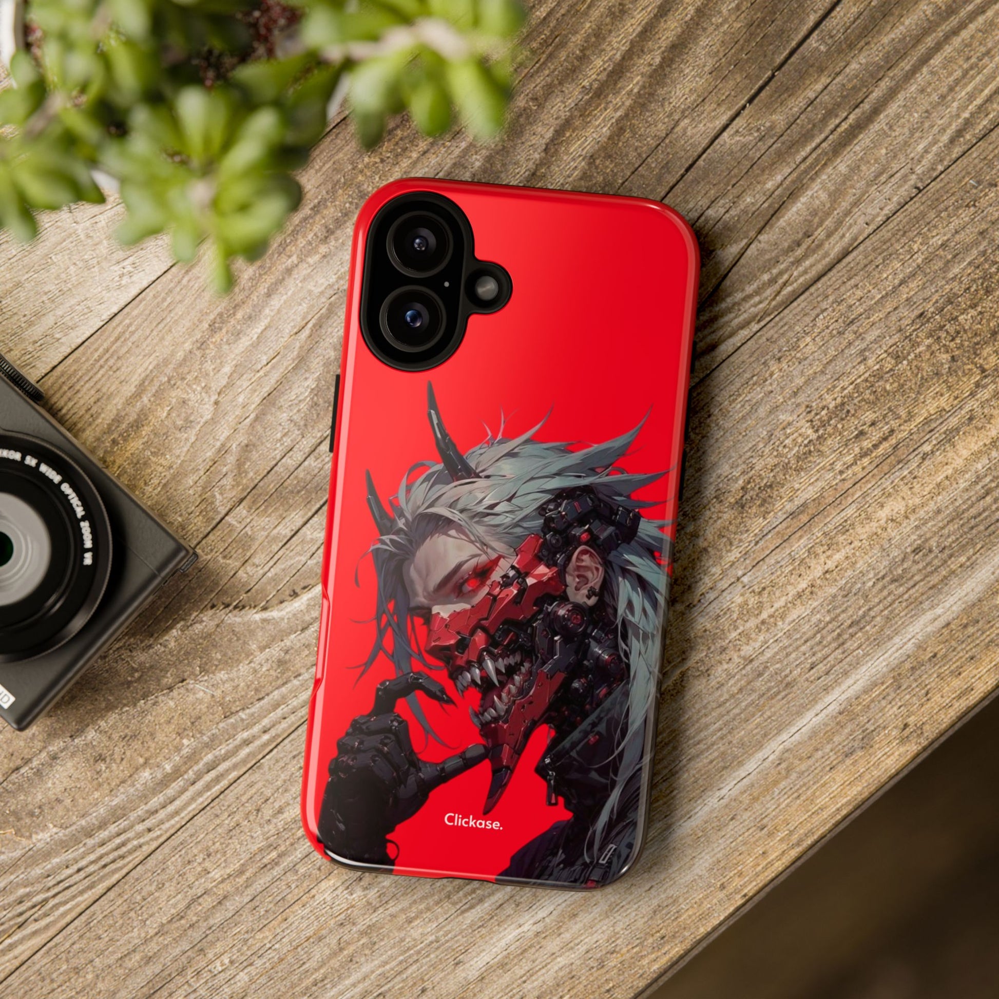 Demon Core Awakening – Futuristic Oni Cyborg Tough Phone Case by