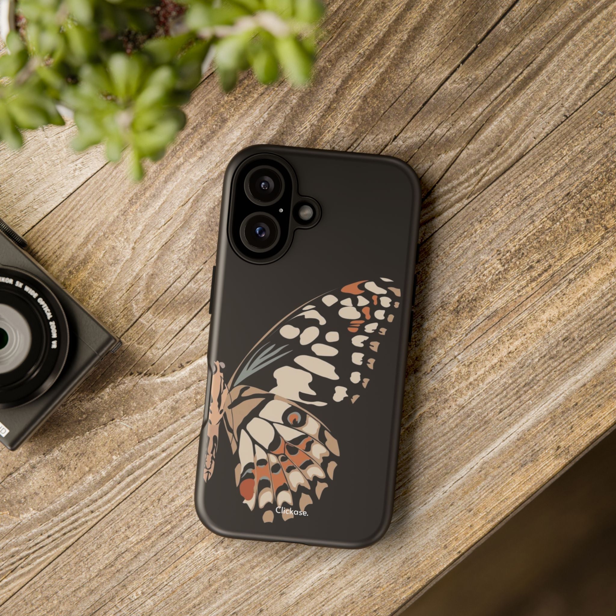 Butterfly Black Tough Phone Case by