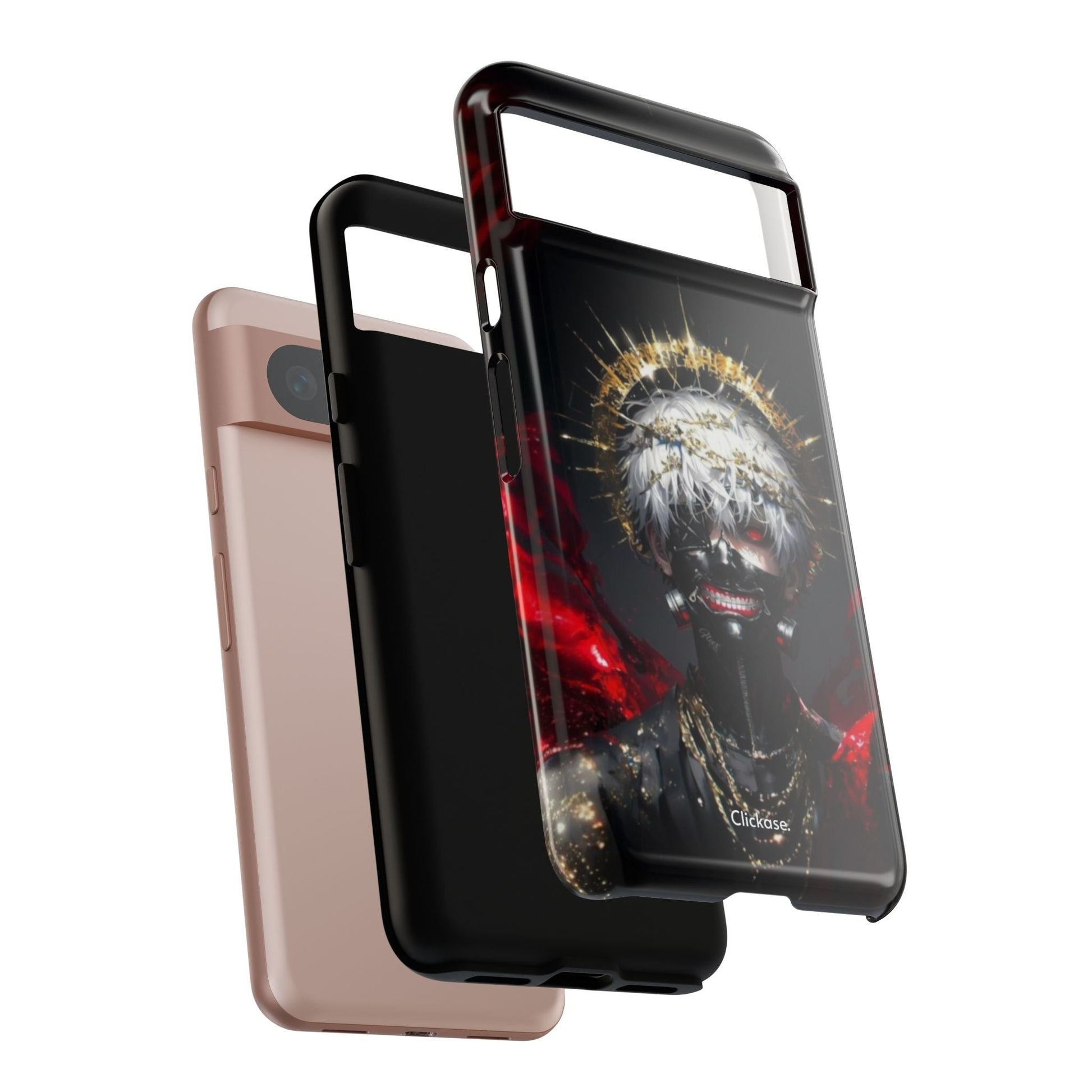 Ken Kaneki anime phone case with 3D wrap, shock-absorbing silicone liner, and vibrant design
