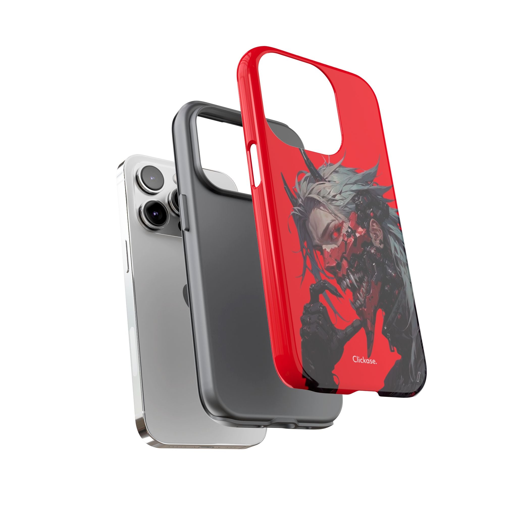 Demon Core Awakening – Futuristic Oni Cyborg Tough Phone Case by