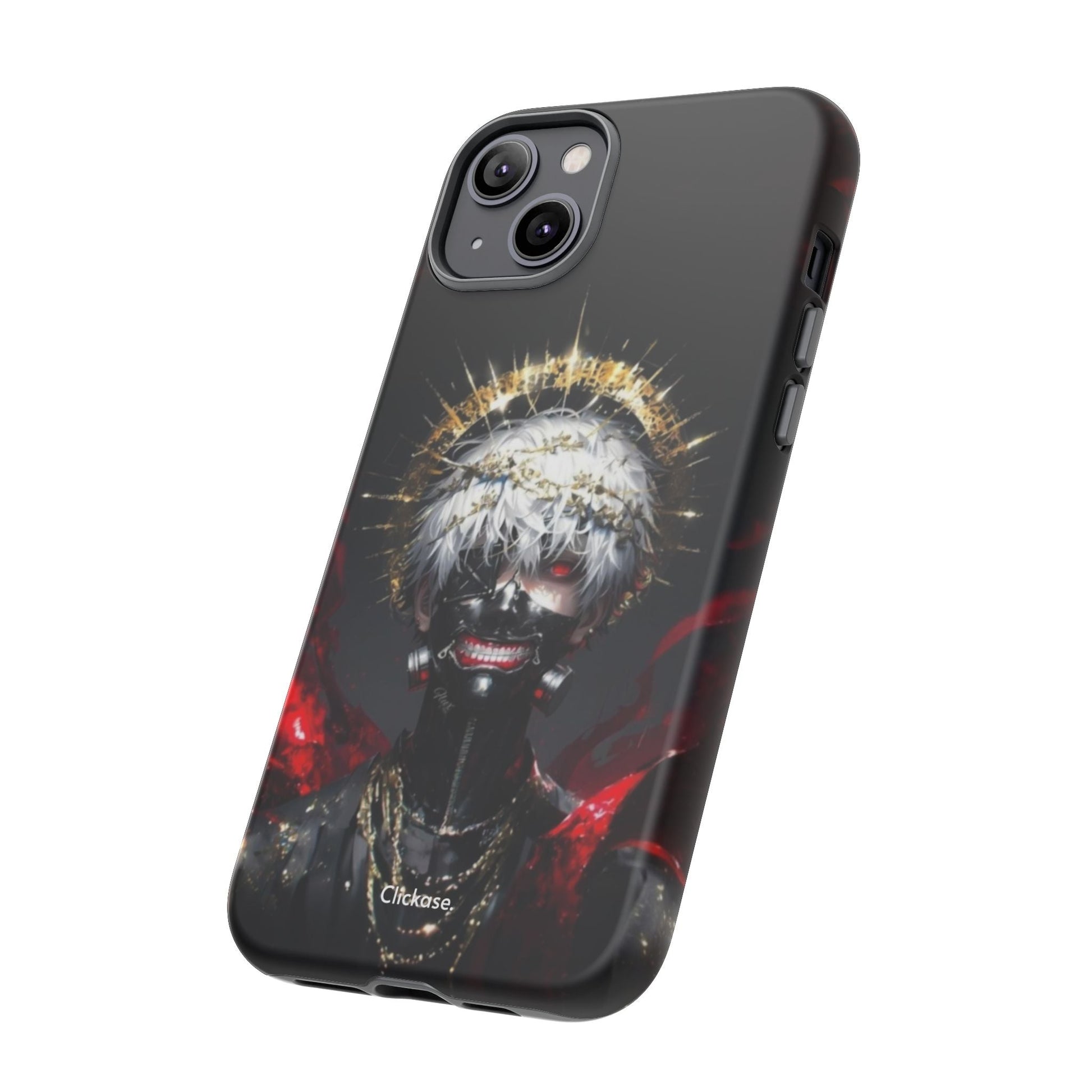 Ken Kaneki anime phone case with 3D wrap, durable shock-absorbing design, and vibrant full-color print