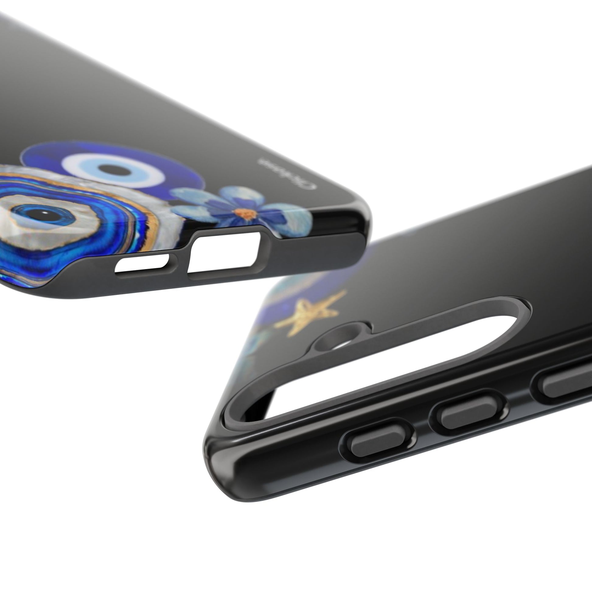 Evil Eye Protection – Blue Hamsa Charm Tough Phone Case by