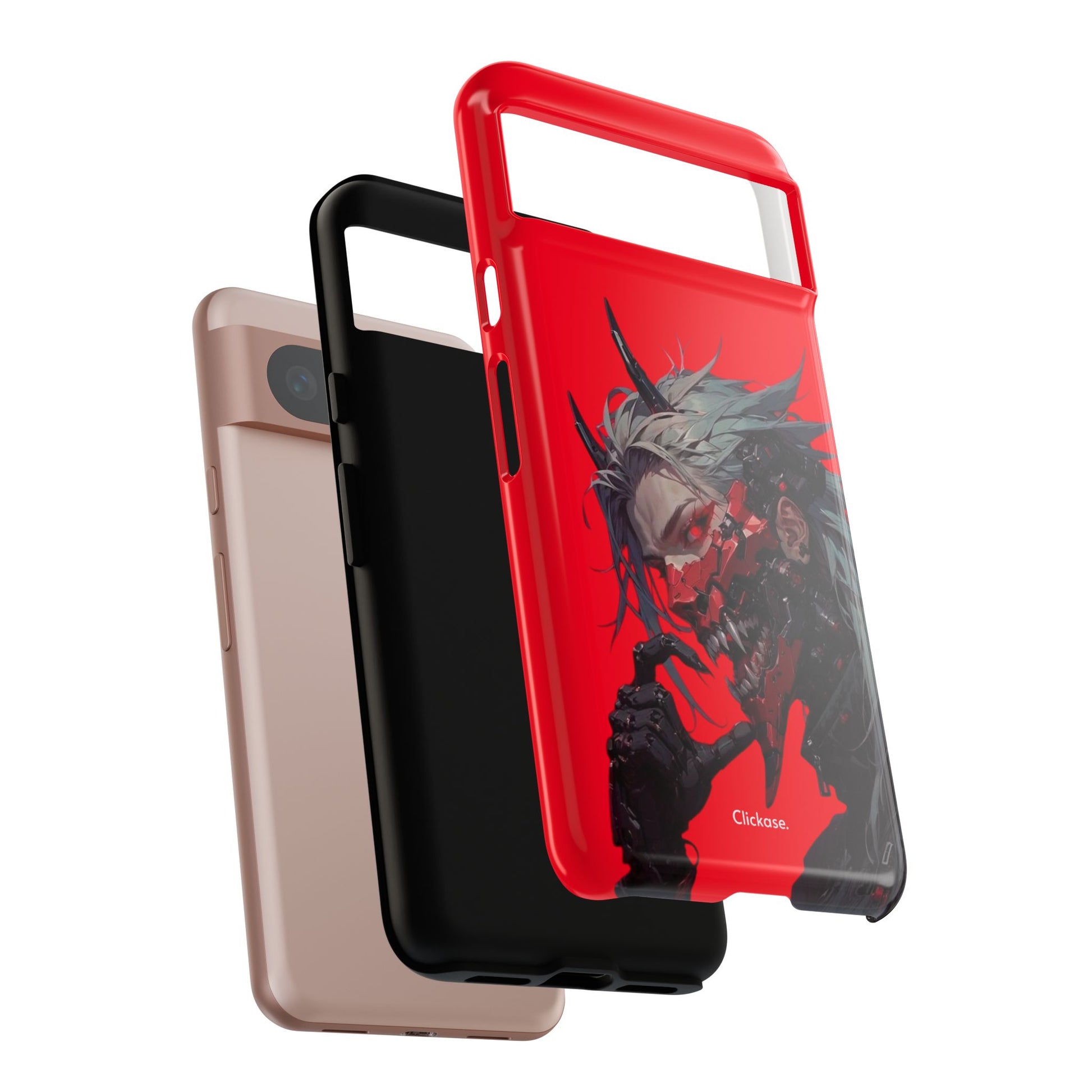 Demon Core Awakening – Futuristic Oni Cyborg Tough Phone Case by