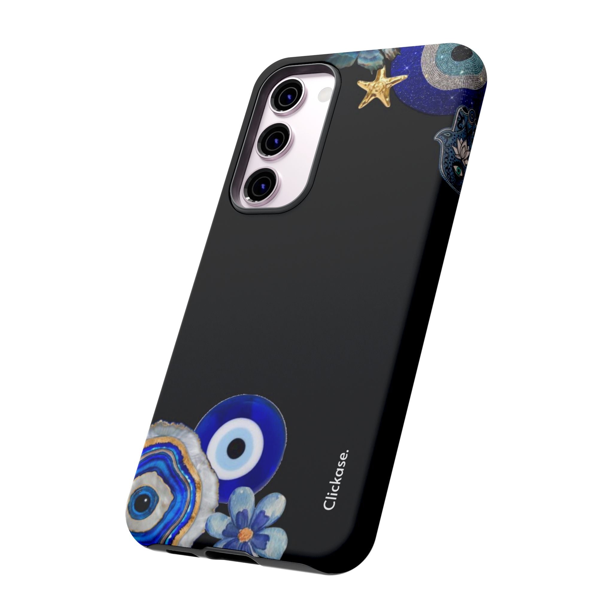 Evil Eye Protection – Blue Hamsa Charm Tough Phone Case by